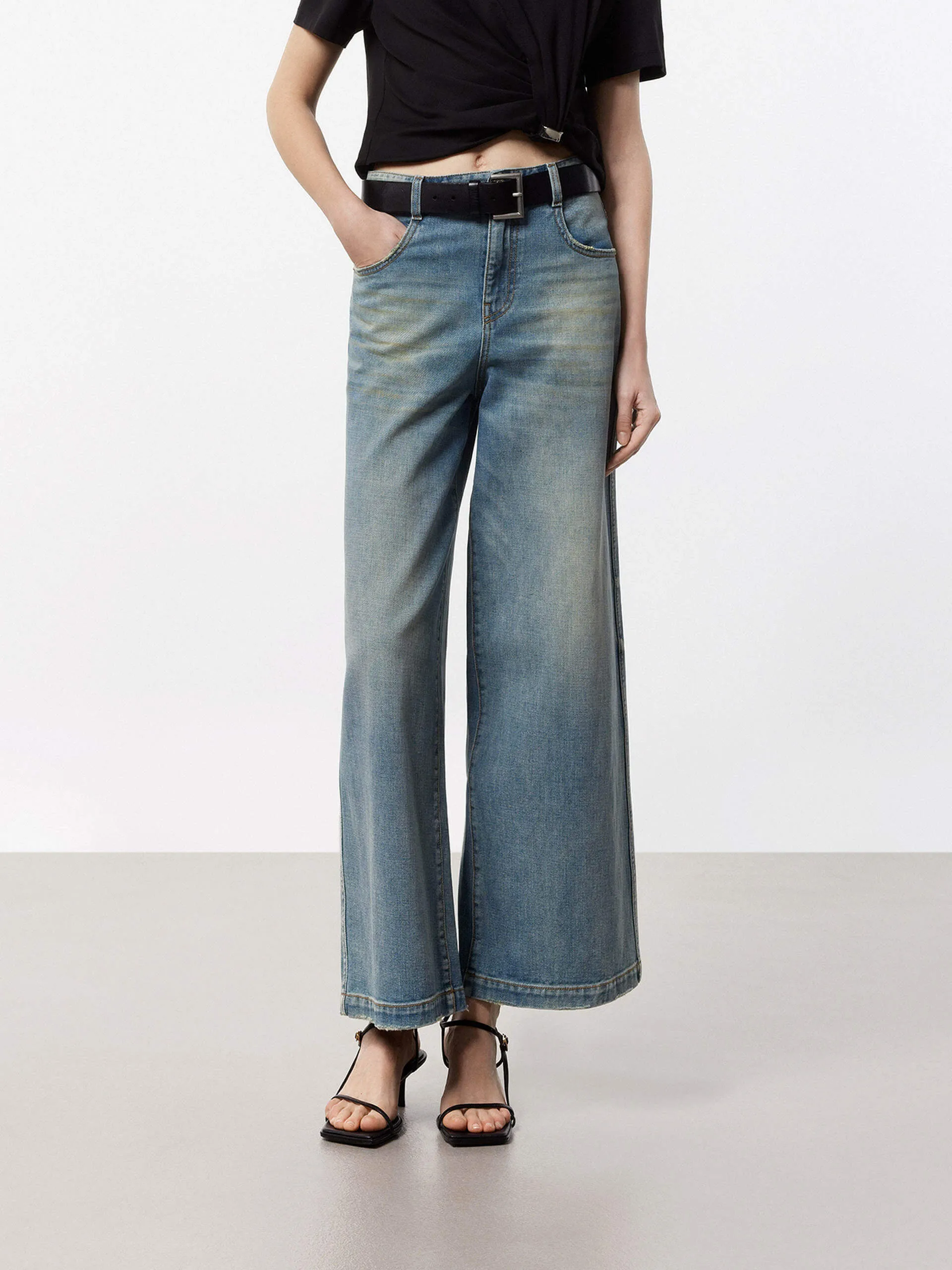Wide Leg Denim Jeans True Fit