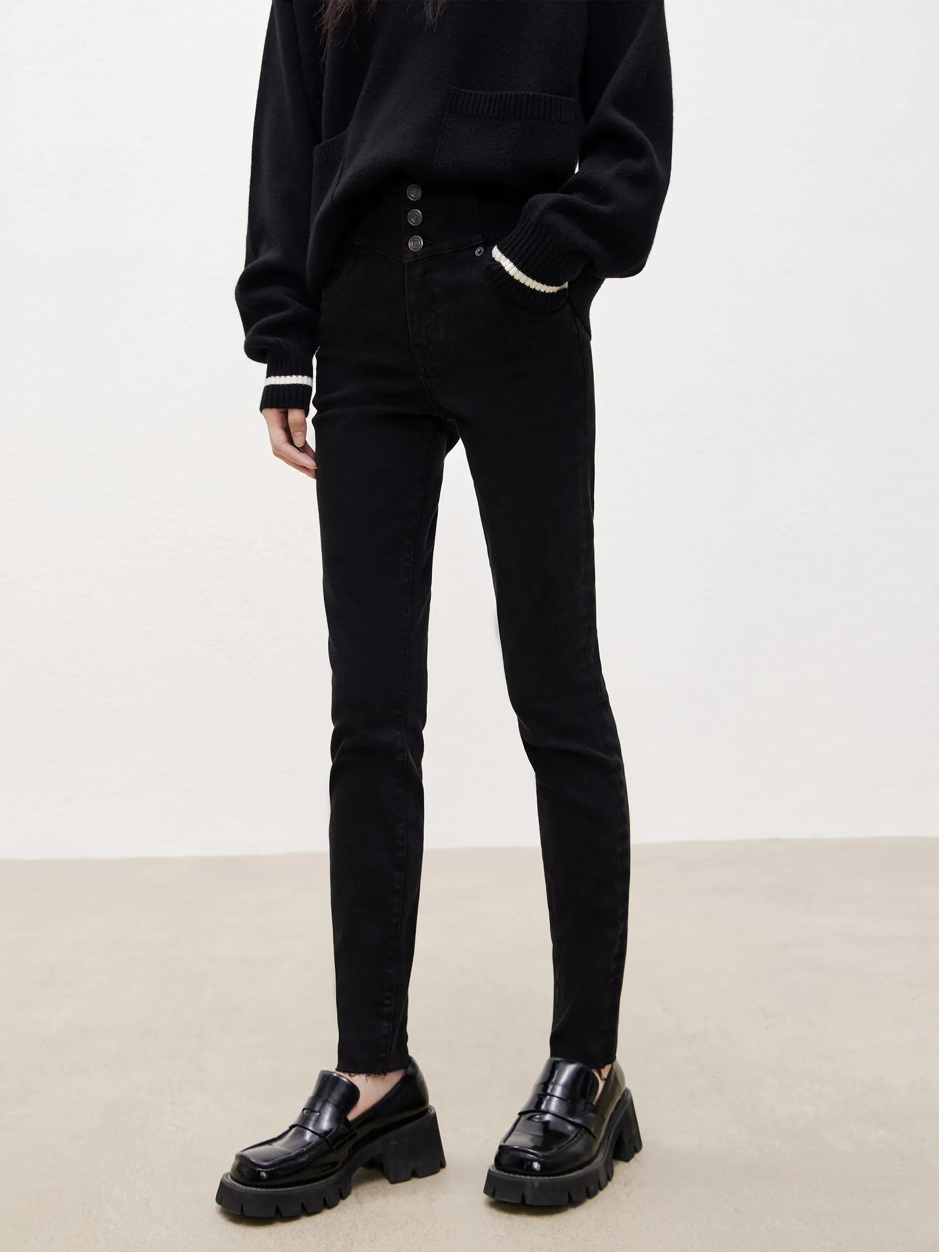 Picnic Style Creative Look Minimalist Style Stretch Enhanced Mobility Wide Waistband Jeans in Skinny