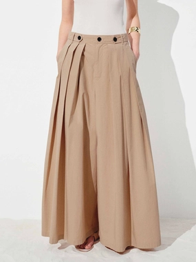 Breathable Material EcoFriendlyMaterials Wide Leg Pleated Trousers