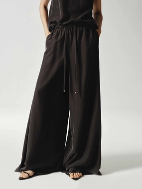 Wide Leg Silk Trousers ThermalInsulation High Durability Stitching