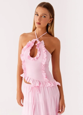 Elastic Free Comfort Trim Mariella Linen Top - Pink