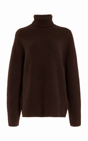 Wigman Knit Turtleneck Sweater in Chocolate Cashmere AntiStatic Coating