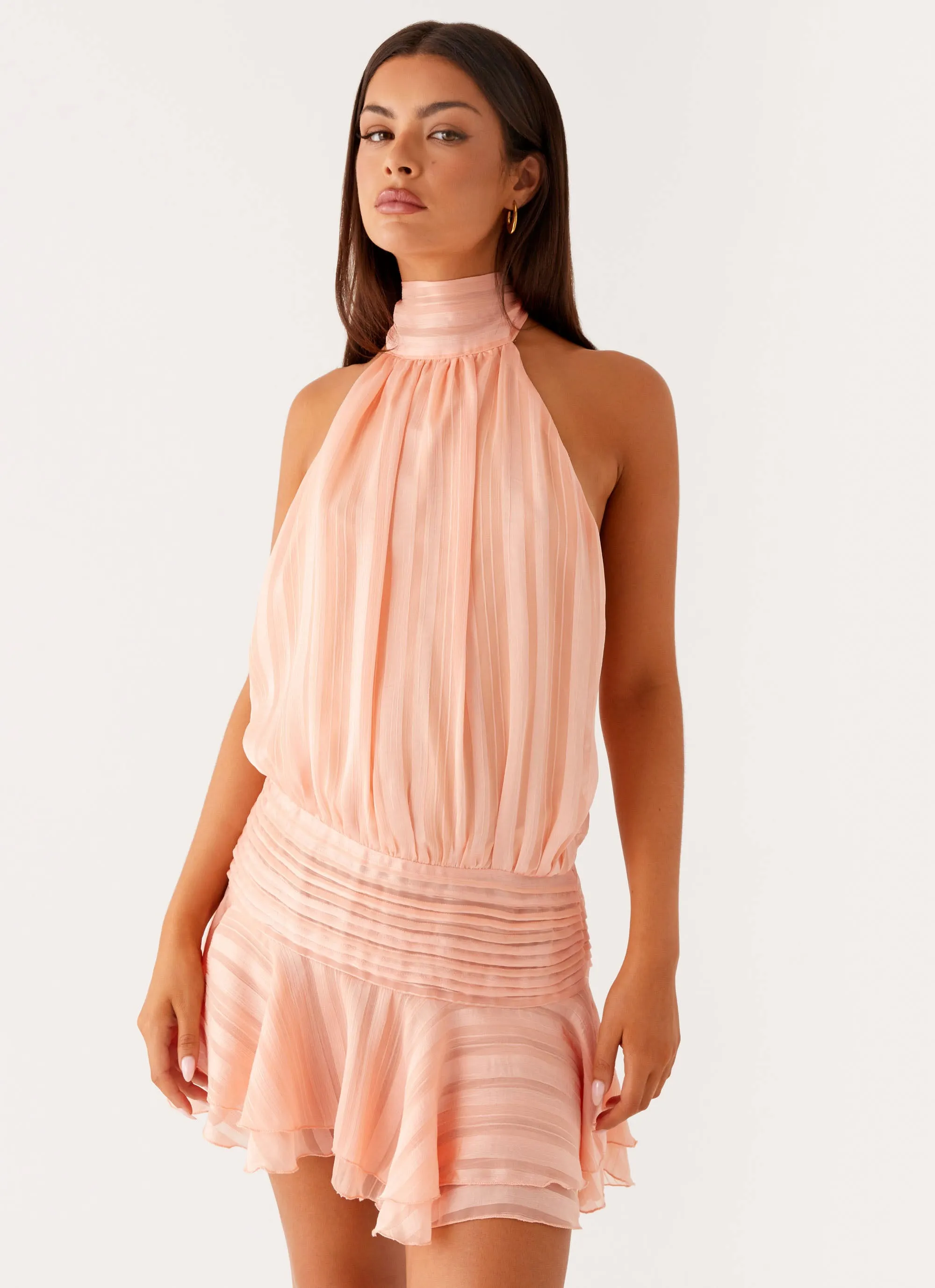 Dinner Outfit Willow Chiffon Mini Dress - Orange