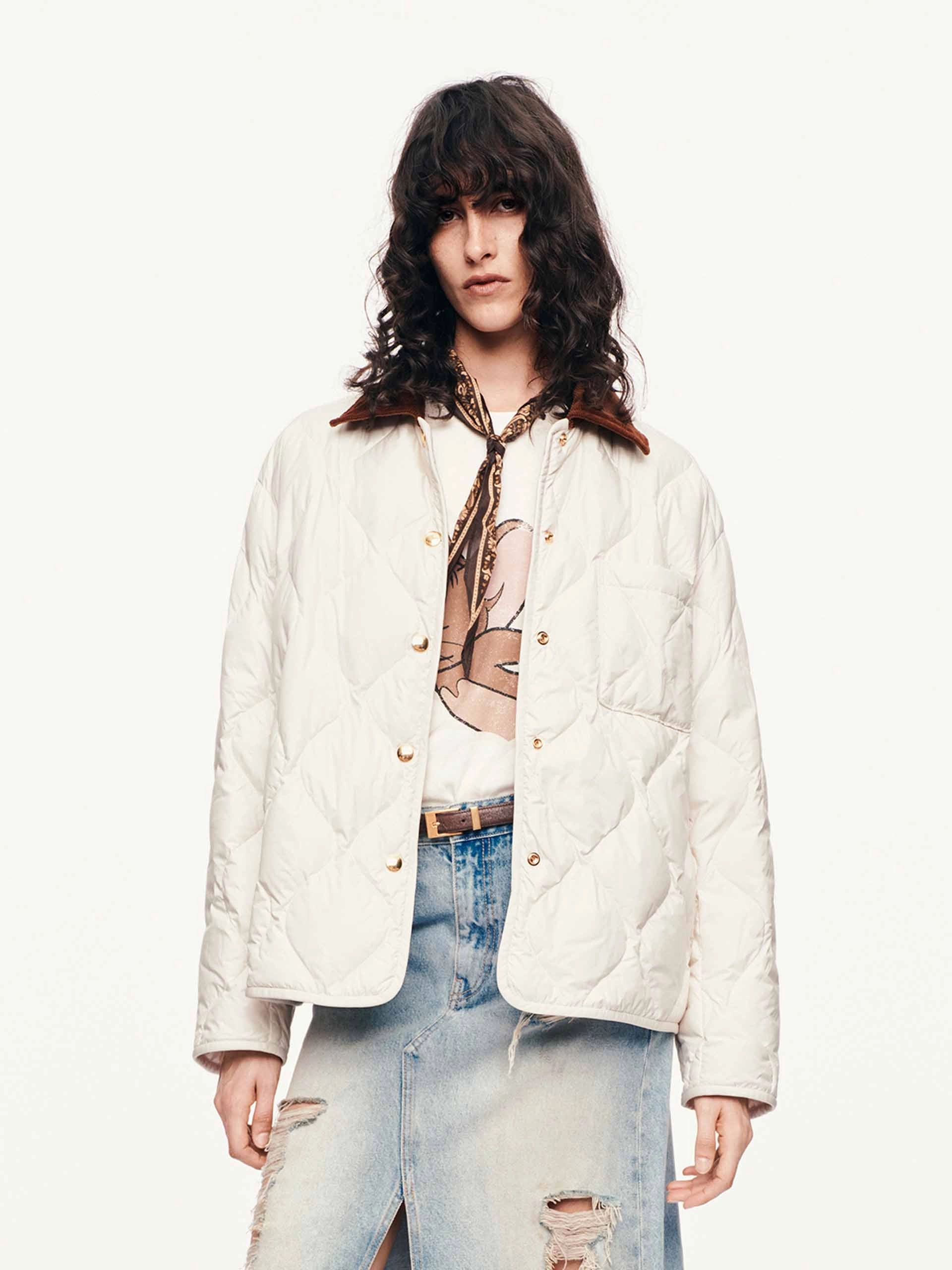 Low Profile Collar Design Contrast Collar Down Jacket