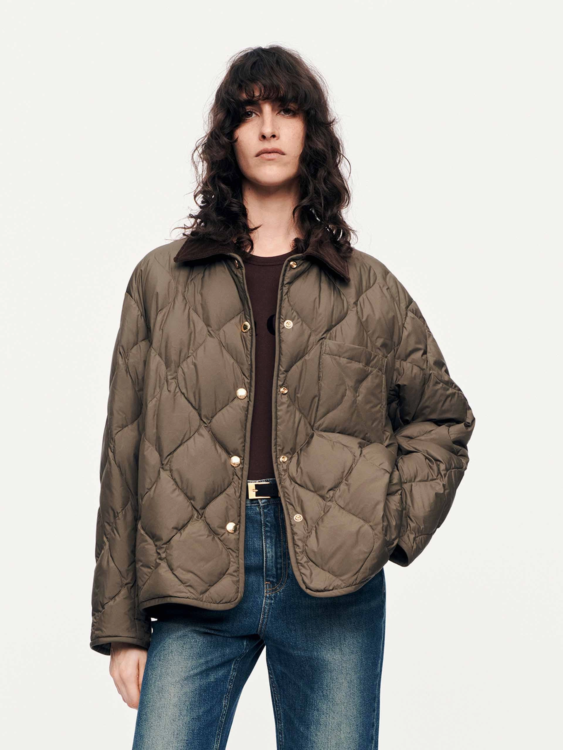 Cozy Street Style Contrast Collar Down Jacket