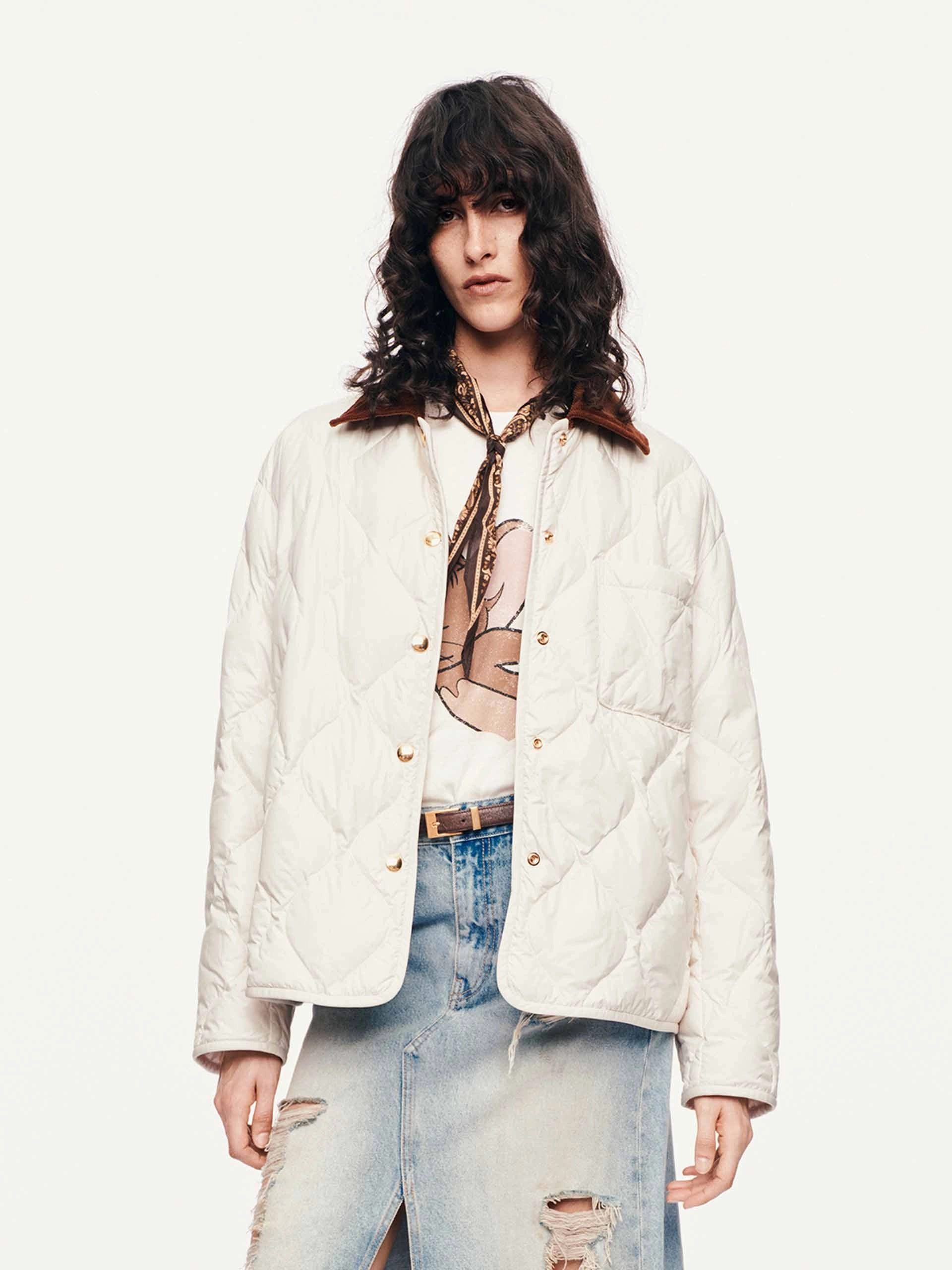 Softshell Technology EcoFriendly Water Repellency Contrast Collar Down Jacket