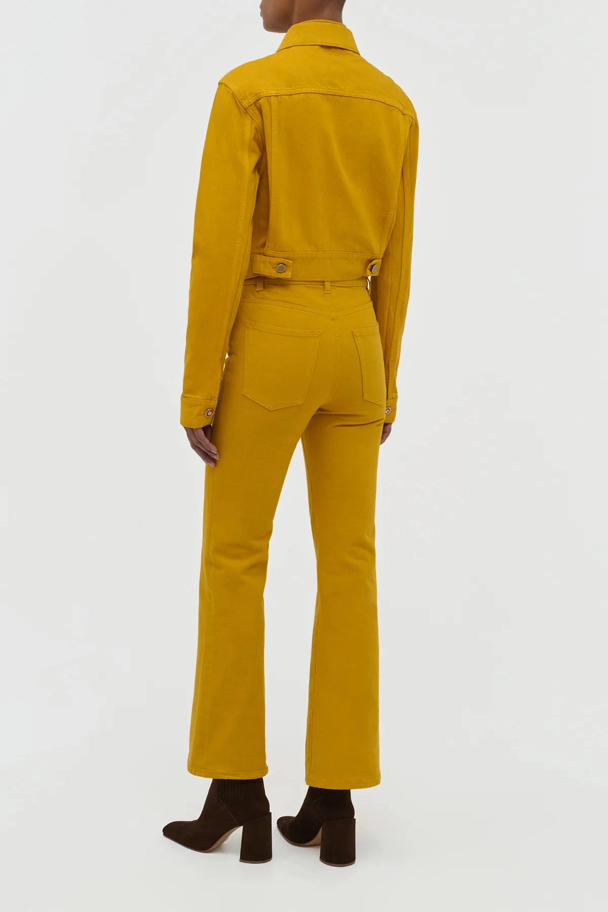 Bronte Jacket in Golden Birch Recycled Cotton Denim Elastic Binding No Smell