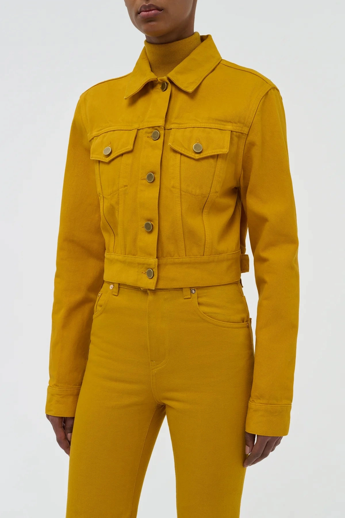 Clean Fit Design Heat Resistant Fabric Bronte Jacket in Golden Birch Recycled Cotton Denim