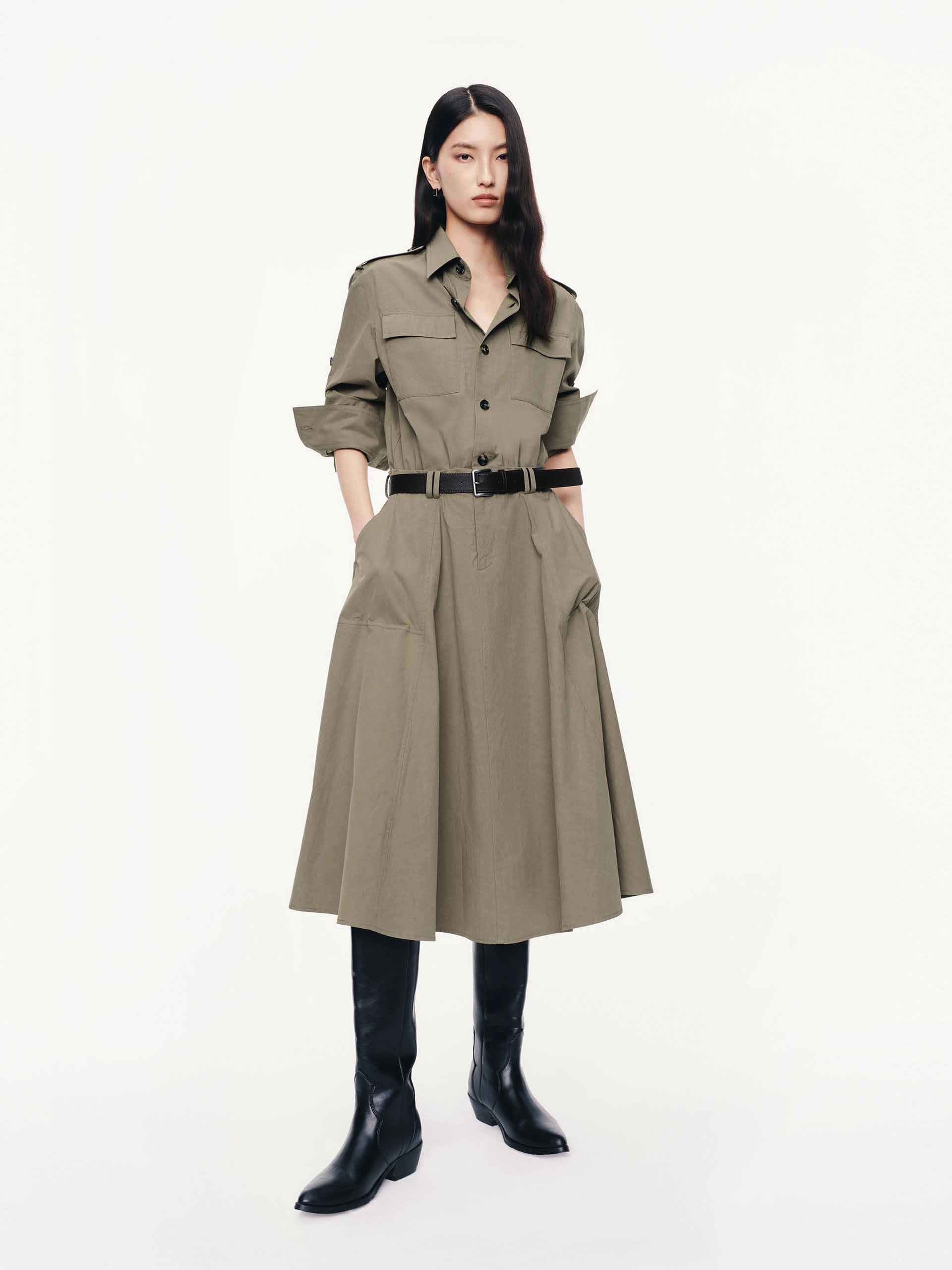 Red-Carpet With Belt Trench Dress