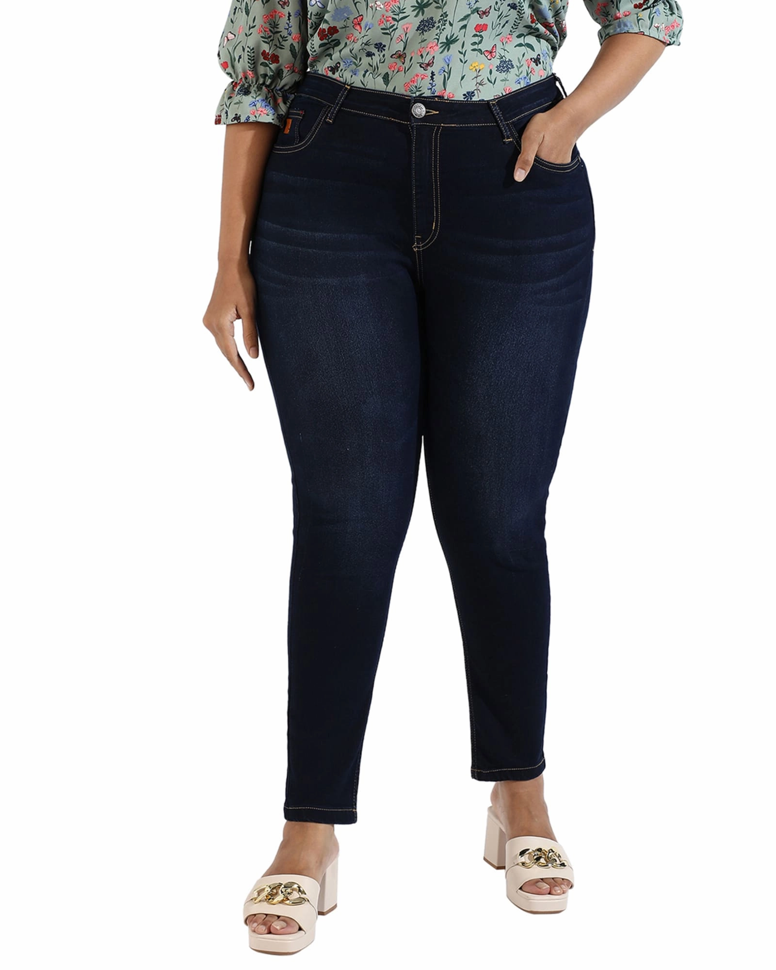 Women Dark Blue Skinny Fit Denim Jeans | Navy Rainy Day High Quality Style Friendly