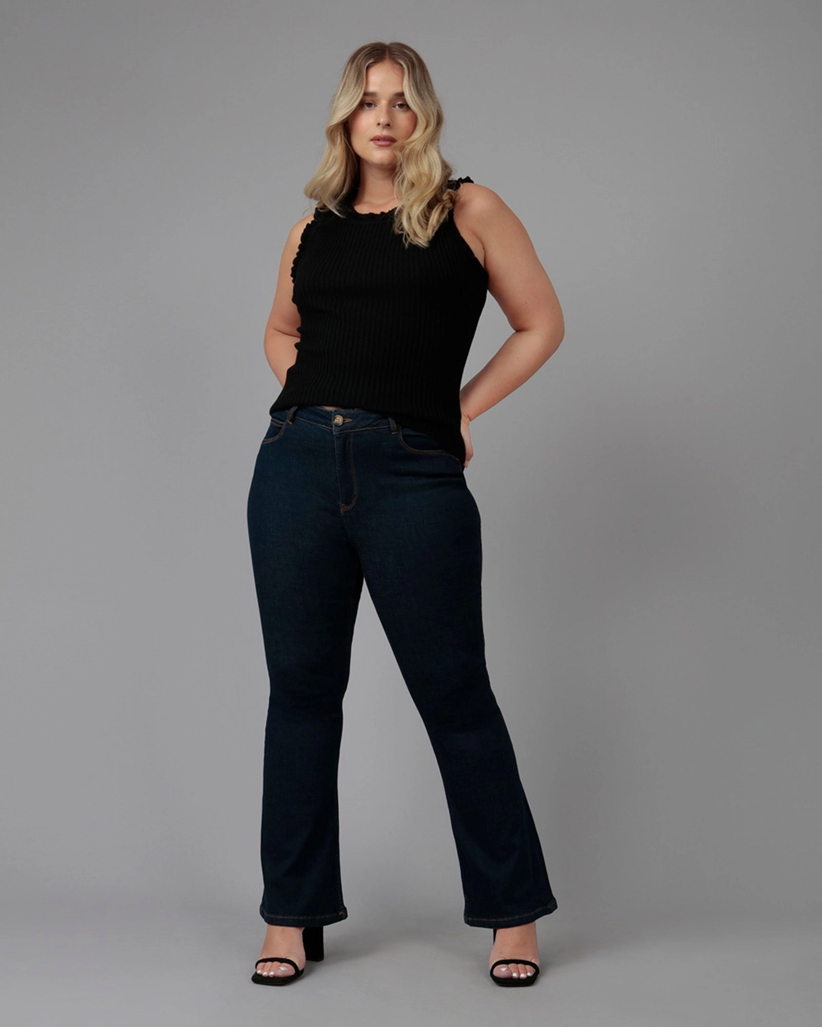 Neutral Loose Women's ALICE-DRB High Rise Flare Jeans | Dark Rinse Blue