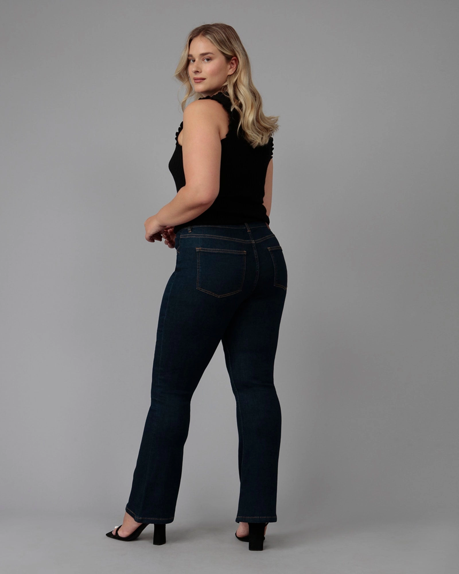 Women's ALICE-DRB High Rise Flare Jeans | Dark Rinse Blue Comfortable Outfit