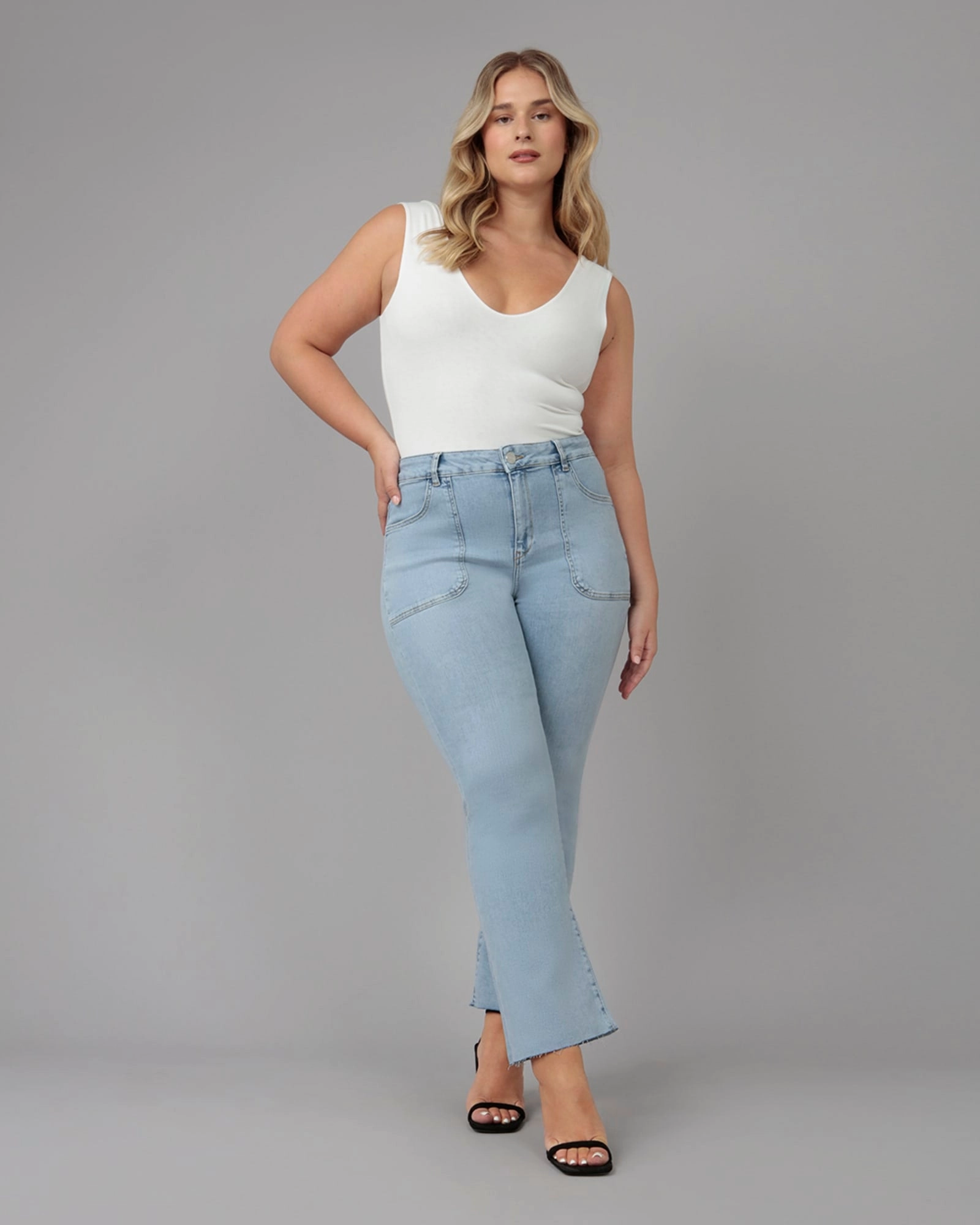 Stain Release Finish Work Meeting Casual Women's BILLIE-TD High Rise Bootcut Jeans | True Denim