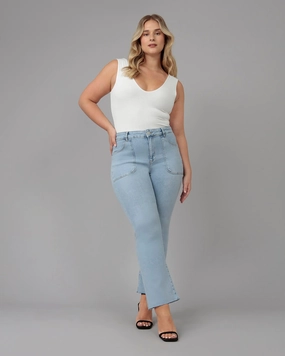 Stain Release Finish Work Meeting Casual Women's BILLIE-TD High Rise Bootcut Jeans | True Denim