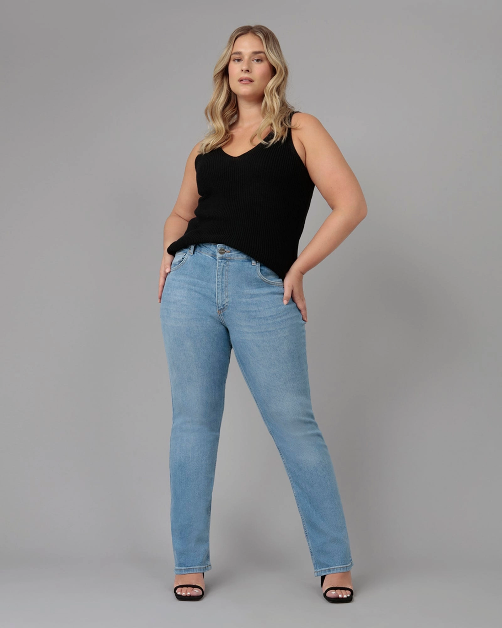 Women's DENVER-DS High Rise Straight Jeans | Dusty Sky Home Comfort Teen Outfit All Occasion