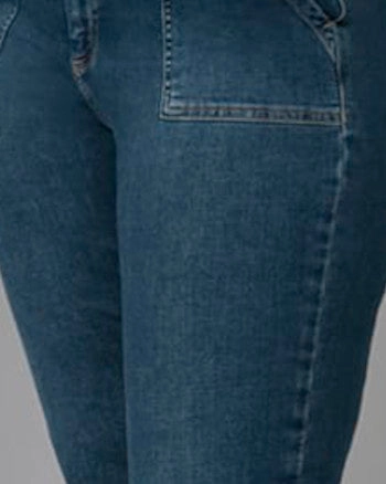 Premium Look Utility Look Women's DENVER-RCB2 High Rise Straight Jeans | Rugged Classic Blue