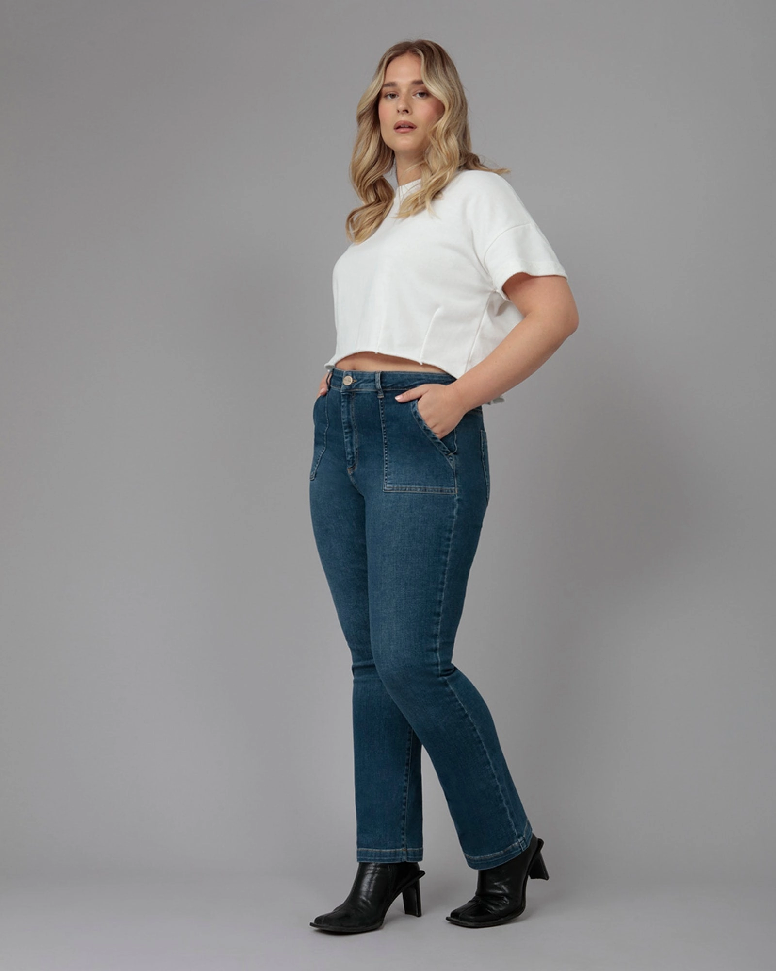 Women's DENVER-RCB2 High Rise Straight Jeans | Rugged Classic Blue Non Stretch Denim