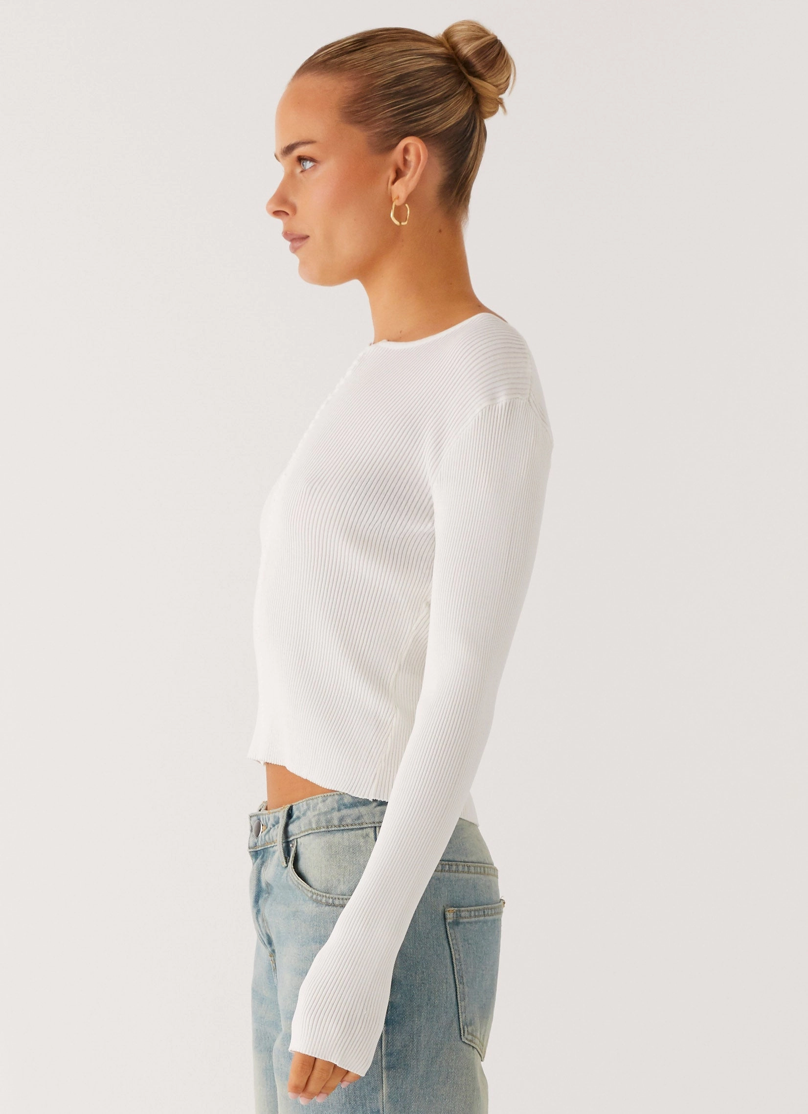 proportion Transparency Wonderwall Lace Up Long Sleeve Top - White