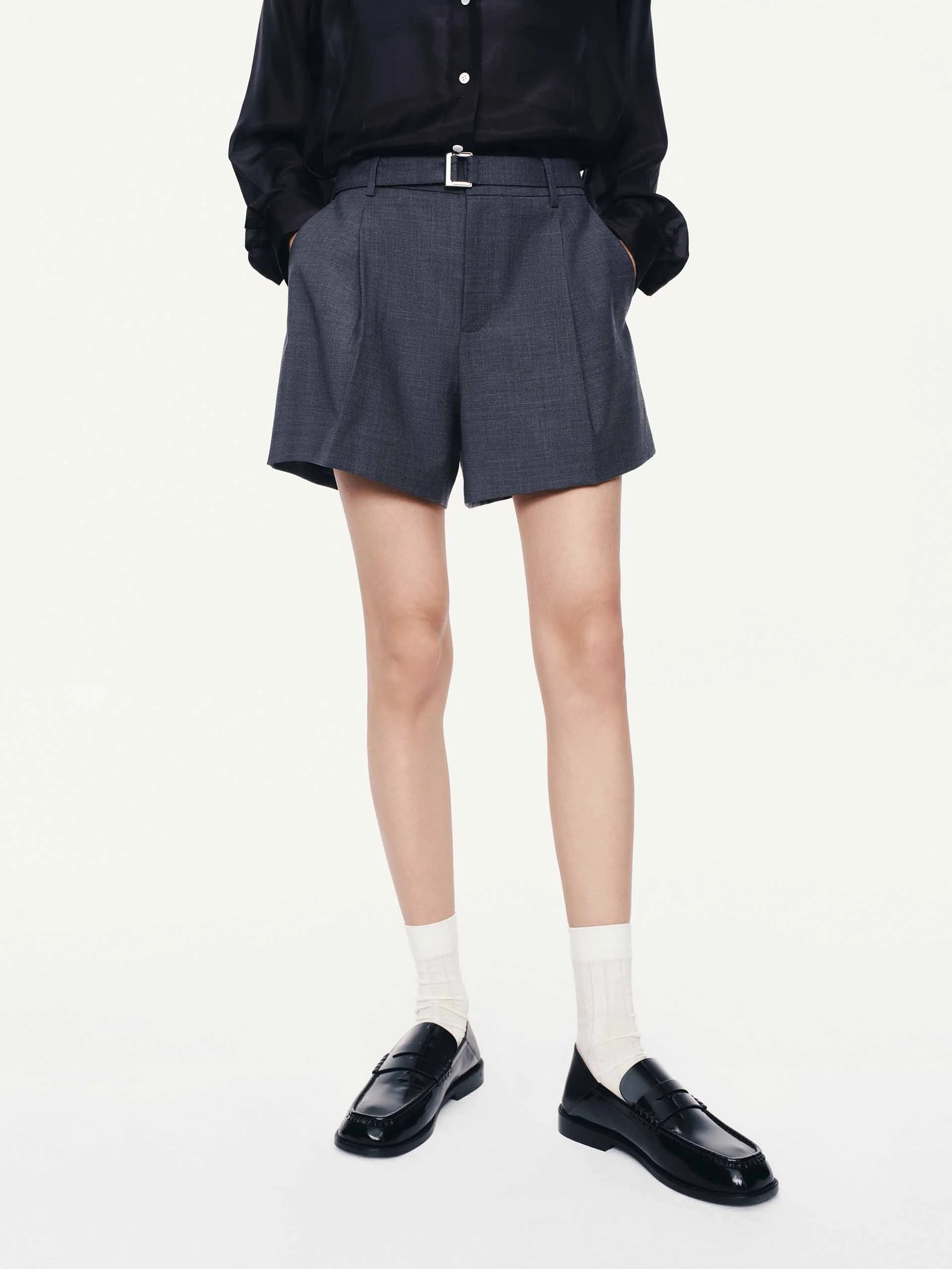 Wool Blend Belted Shorts Bold Statement