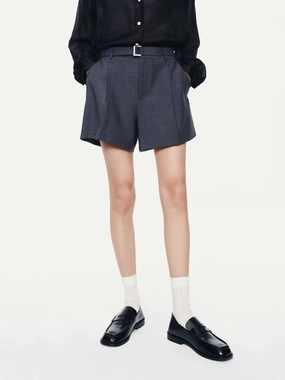 Wool Blend Belted Shorts Odor Resistant Treatment