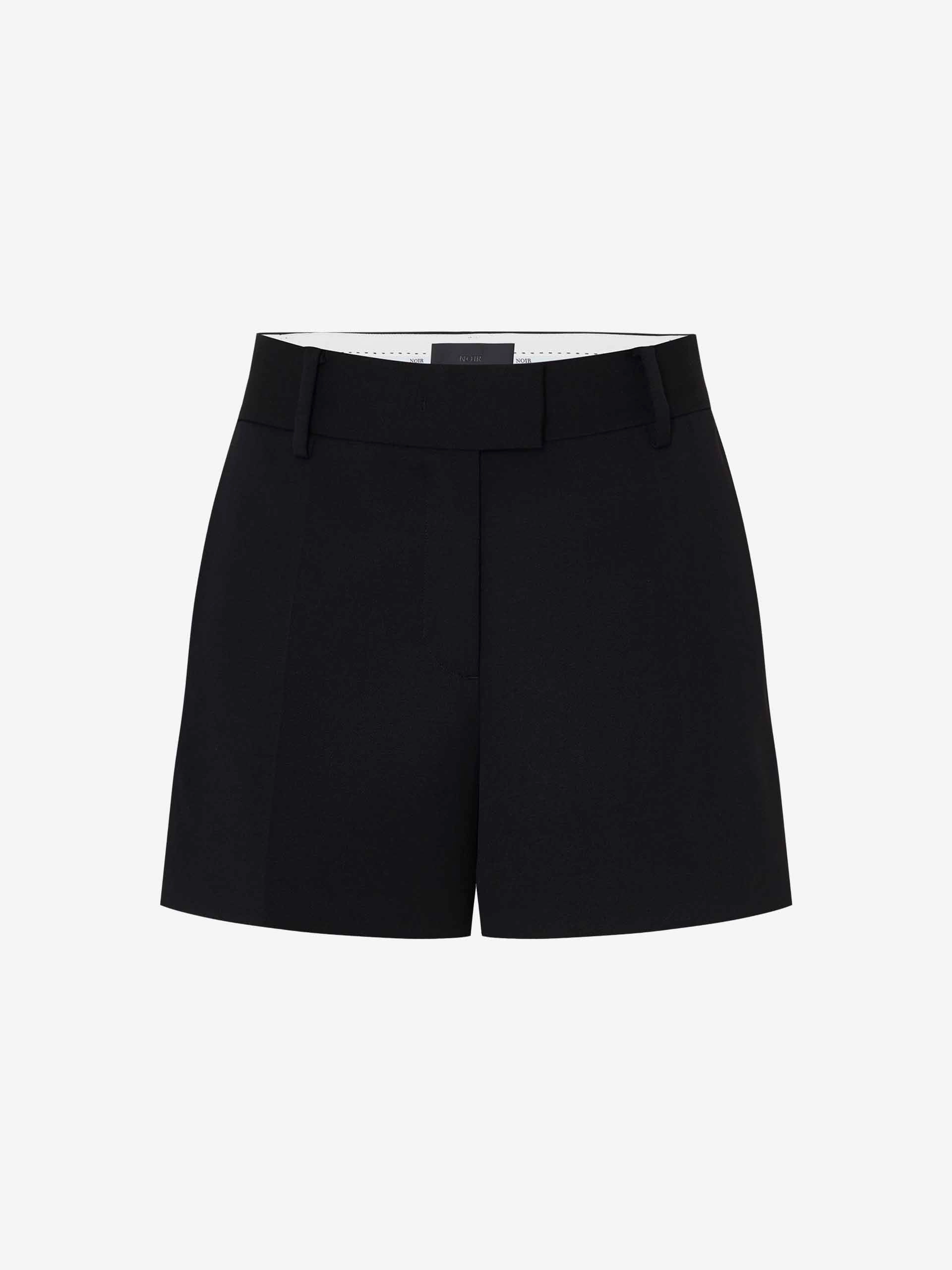 Wool Blend Black Shorts Slim Shape denim alternative