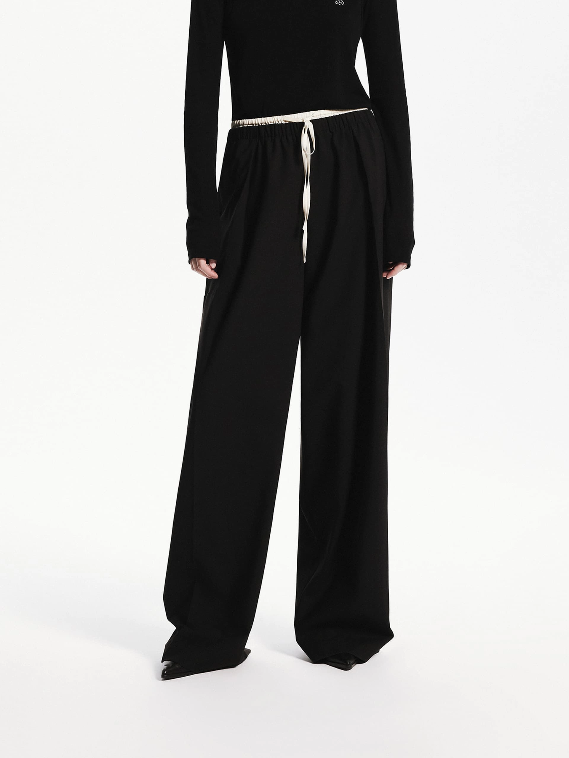 Comfortable Design Wool Blend Contrast Pants