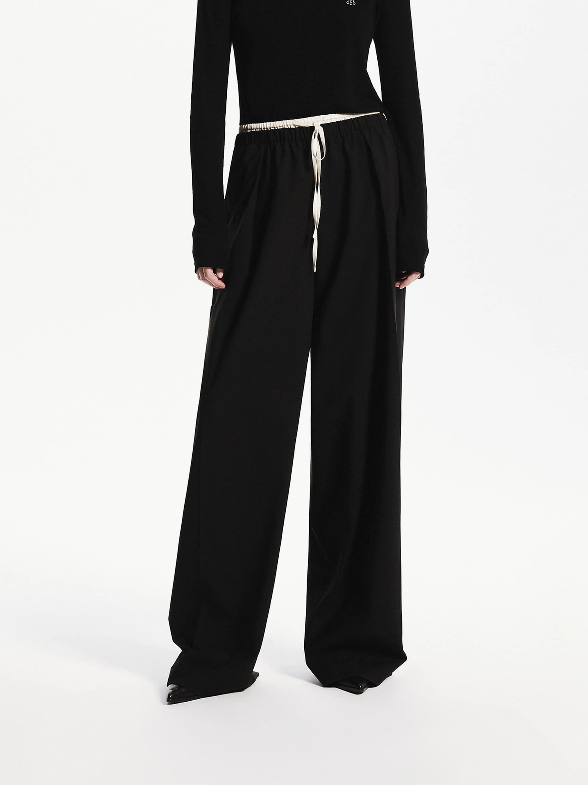 Relax Fit Wear Essential Comfort Wear Wool Blend Contrast Pants