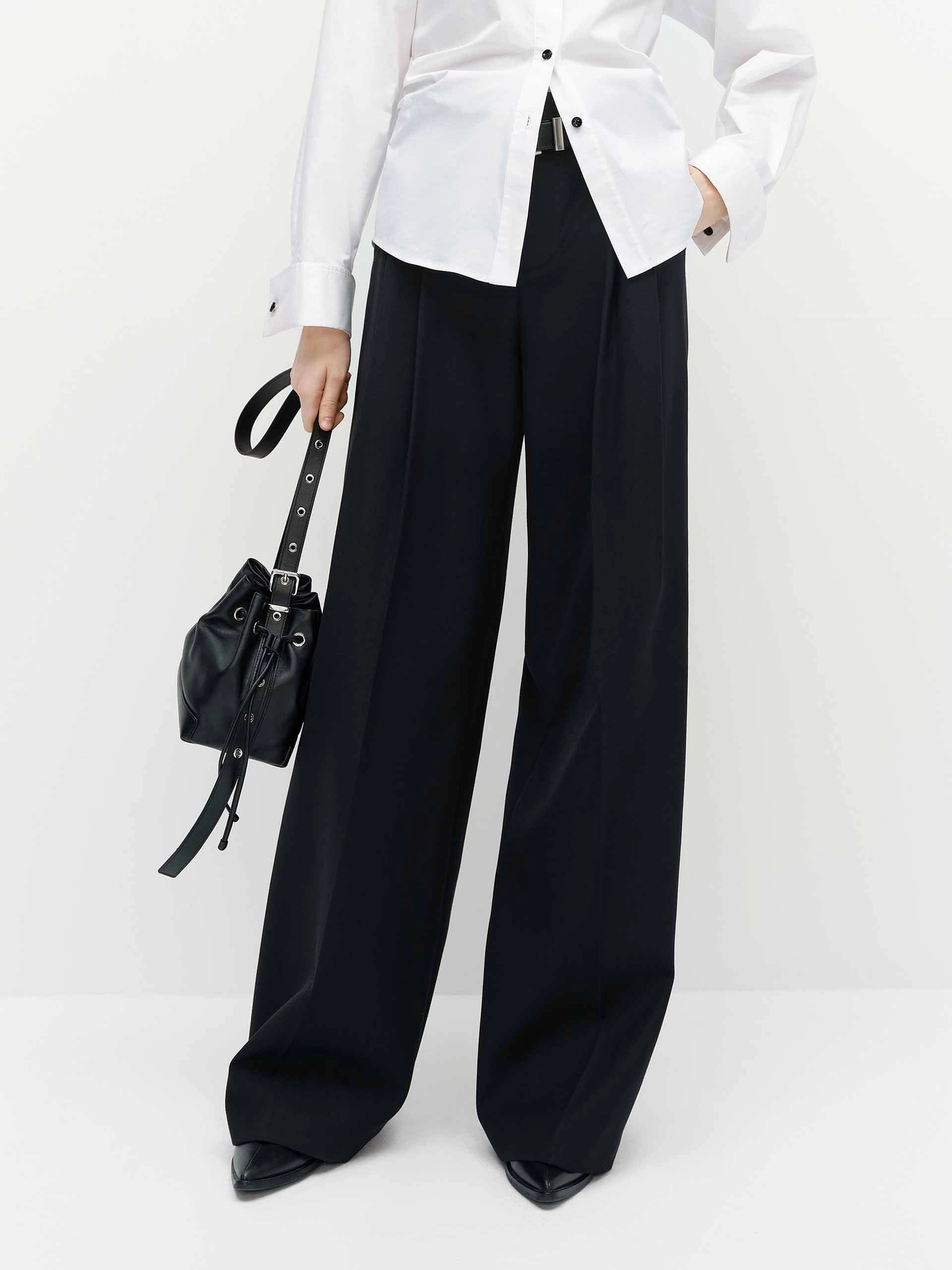 Wool Blend Relaxed Pants Sleek Comfort