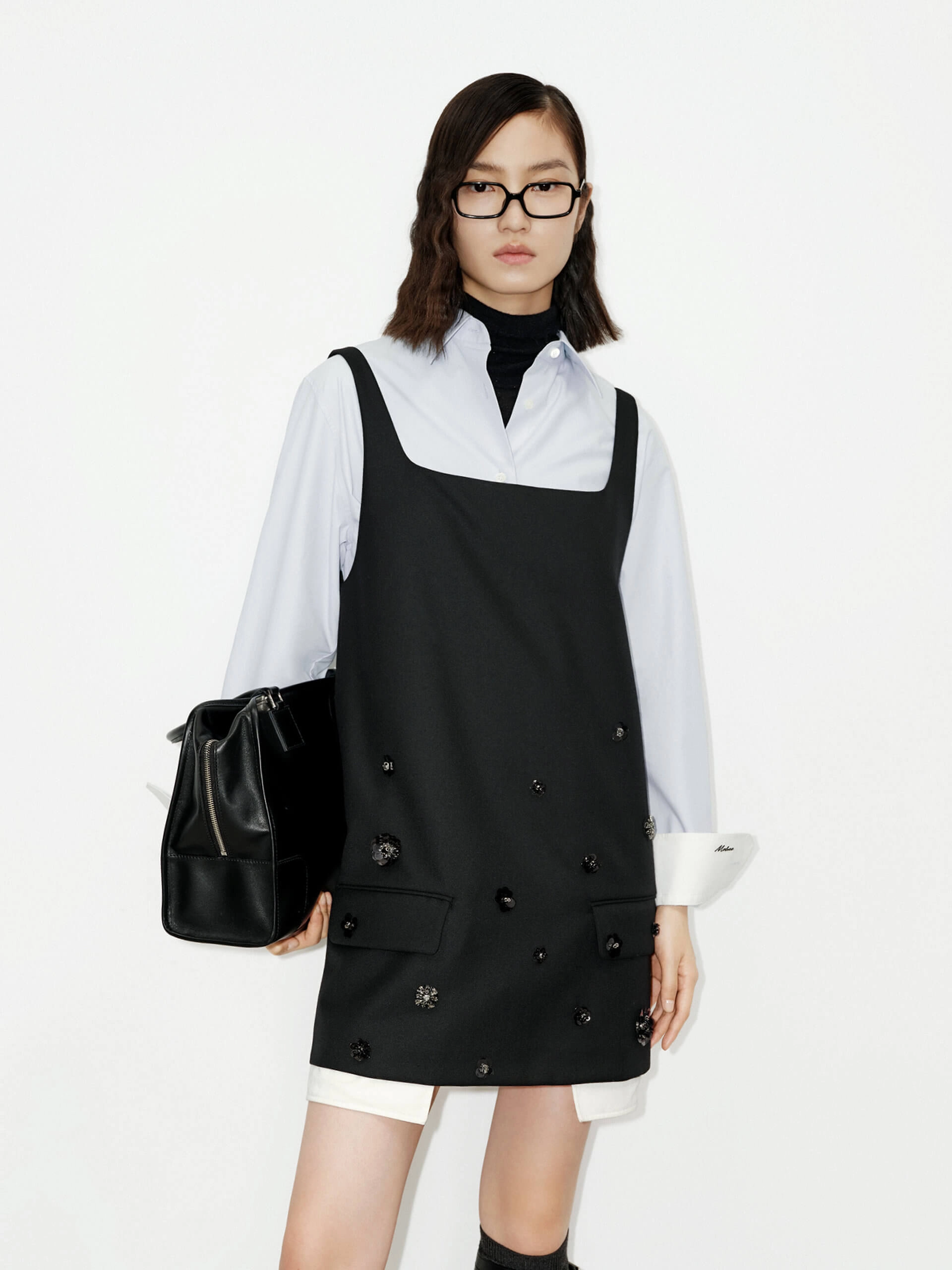 Modern Staple Office Wear Wool Blend Sequin Dress