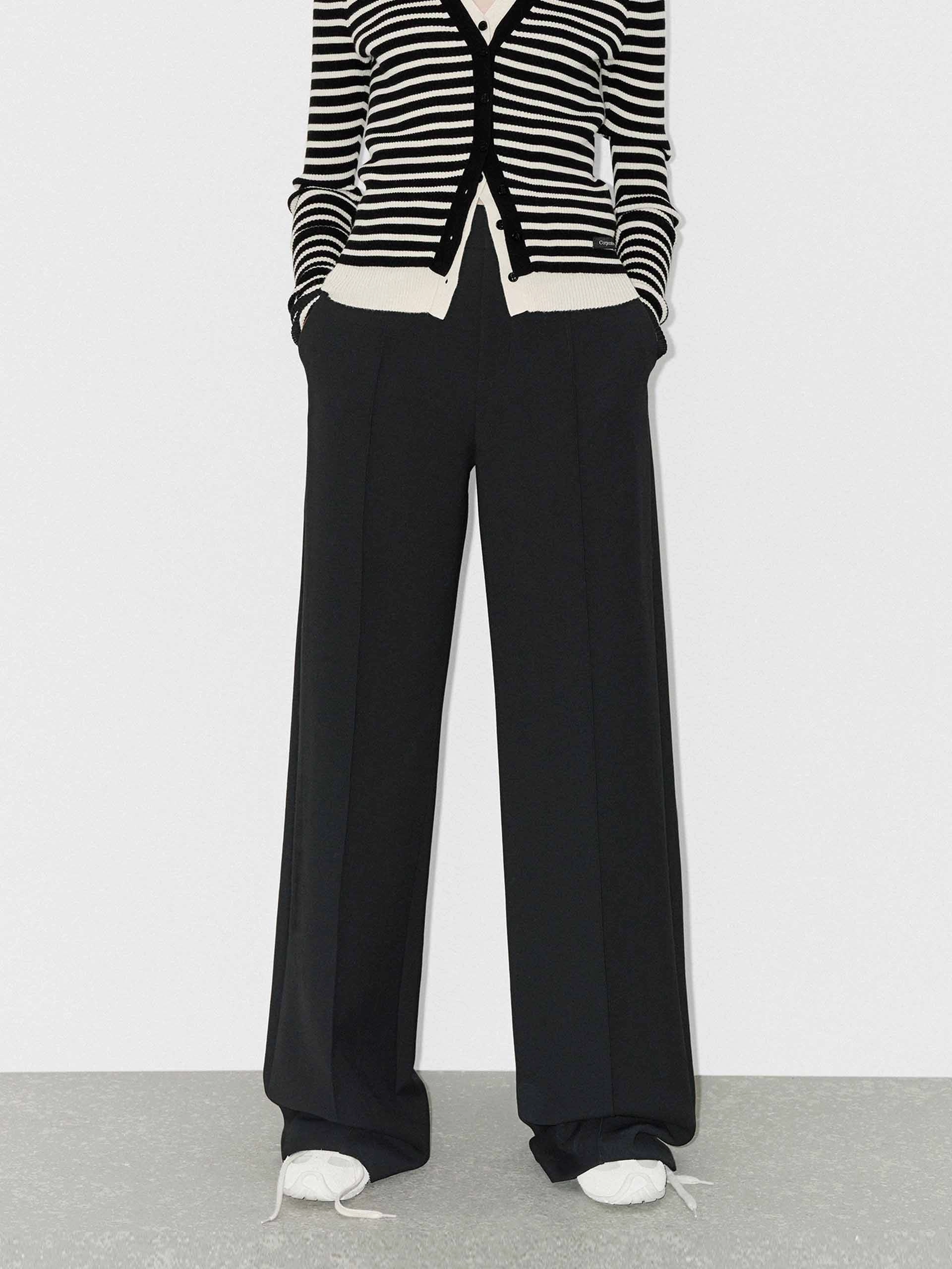 Full Coverage Wool Blend Tailored Twill Pants