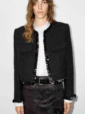 Wool Blend Tweed Jacket TapedSeamConstruction