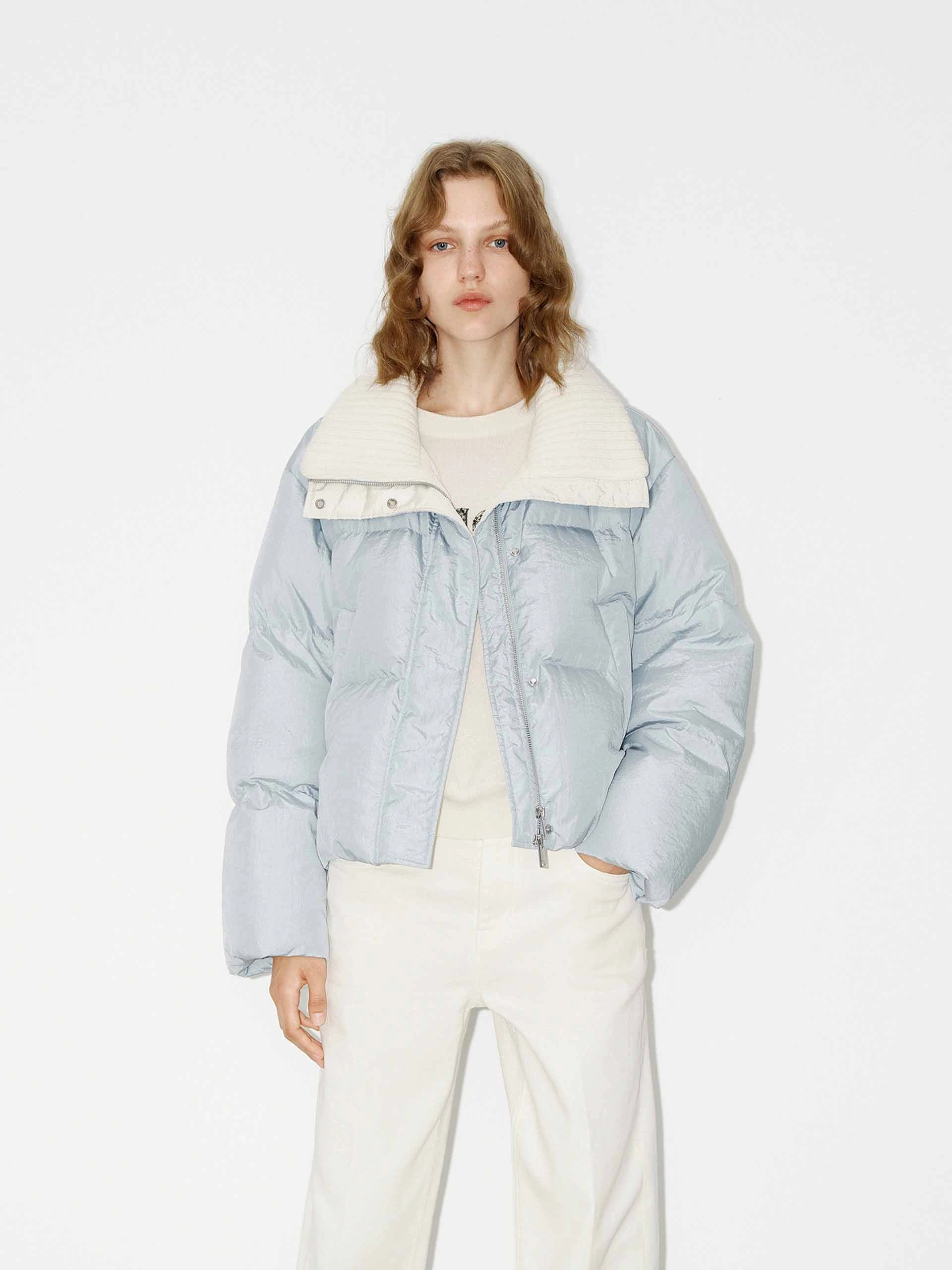 Comfortable Feel Wool Collar Short Down Jacket