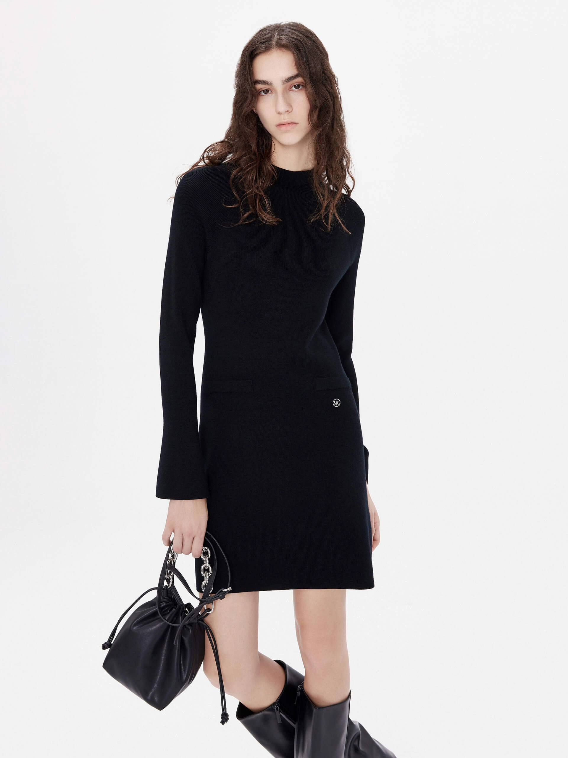 Wool Turtleneck Dress Smooth Shape
