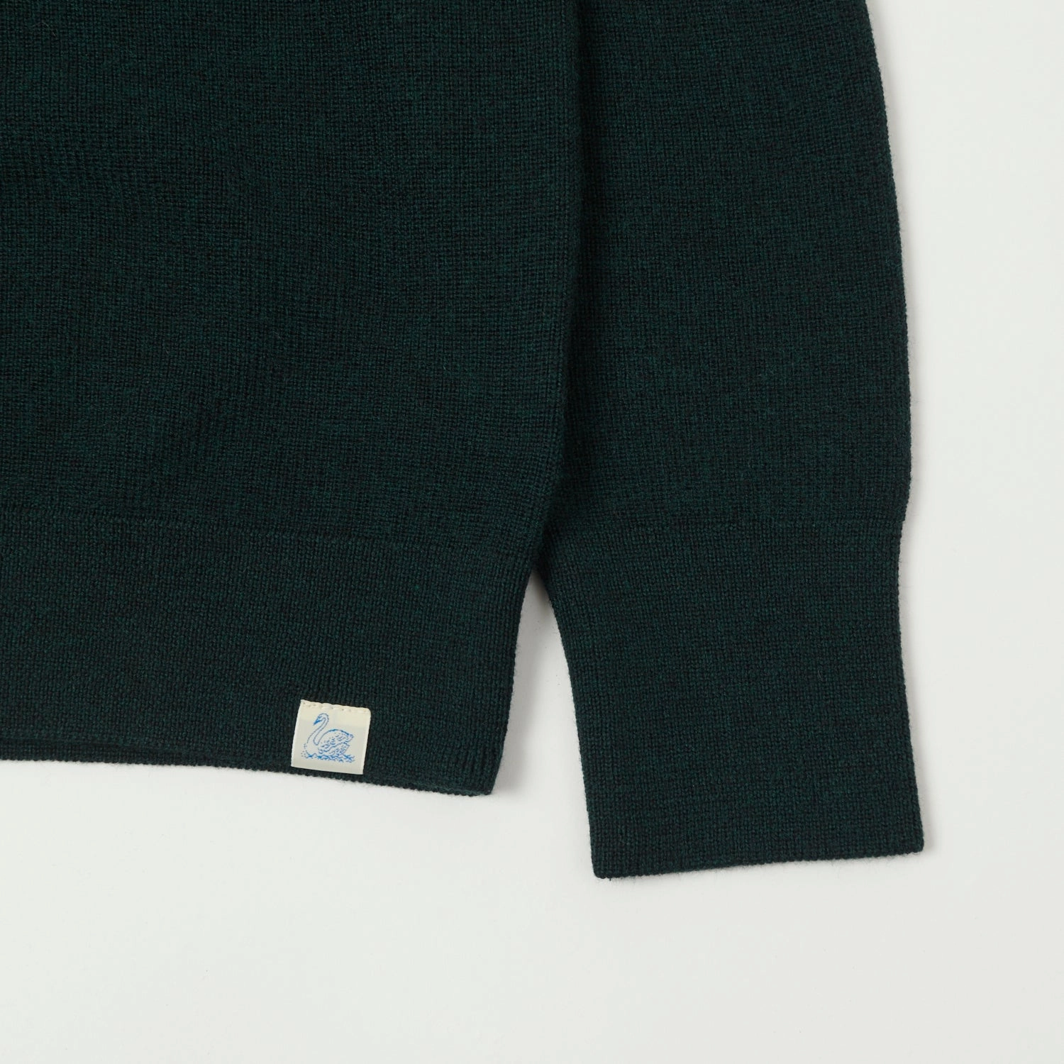 Surface Pilling Resistant Textured Slub Yarn Merz b. Schwanen 'Good Basics' Merino Wool Quarter Zip Sweater - Dark Teal