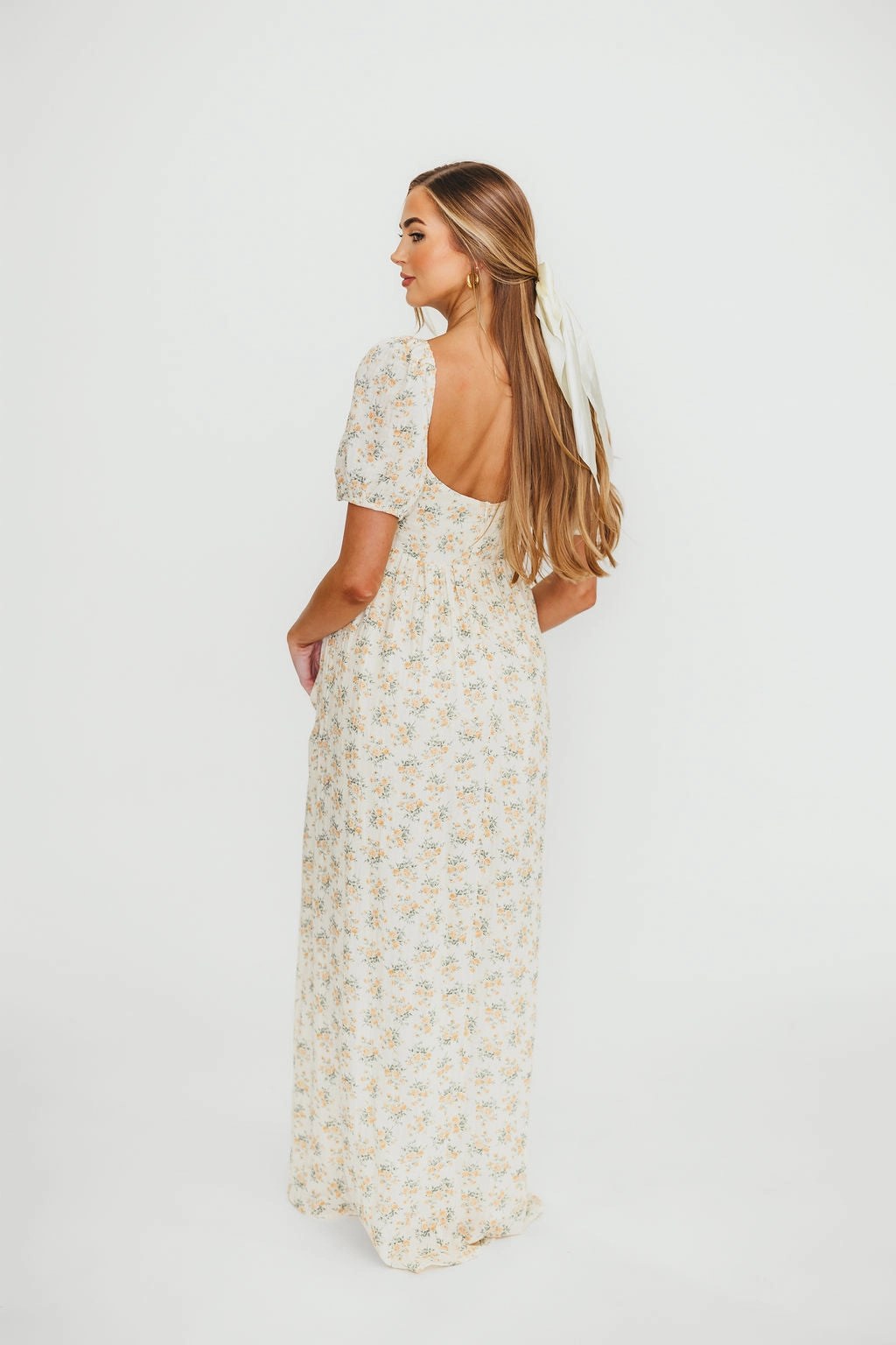 Haven 100% Cotton Tie-Front Maxi Dress in Orange/Green Floral - Bump Friendly Gender Fluid Perfect Style Wear