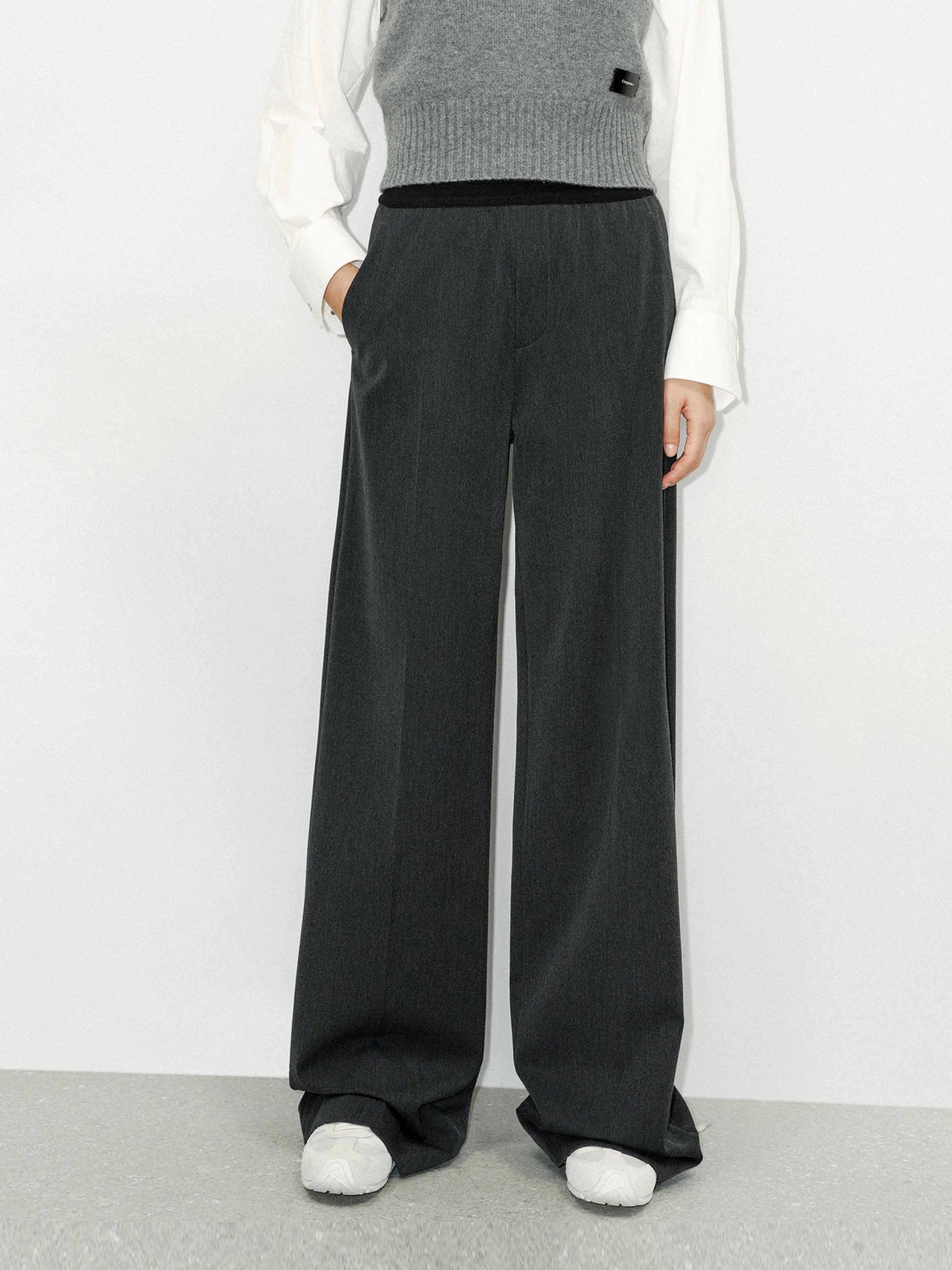 Elasticated Waist Tailored Pants Low-rise style