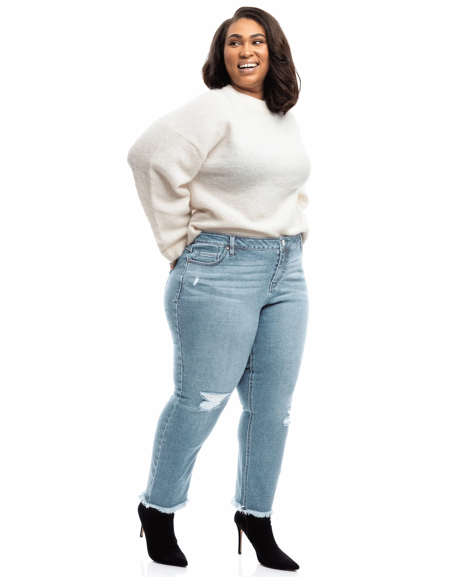 Crisp Look Sheila Unveven Fray Girlfriend Jean | Ruby