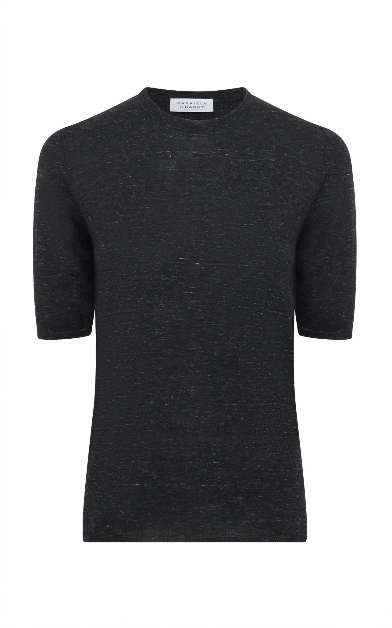 Chryse Knit T-Shirt in Black Cashmere Silk with Hemp Wrinkle Resistant