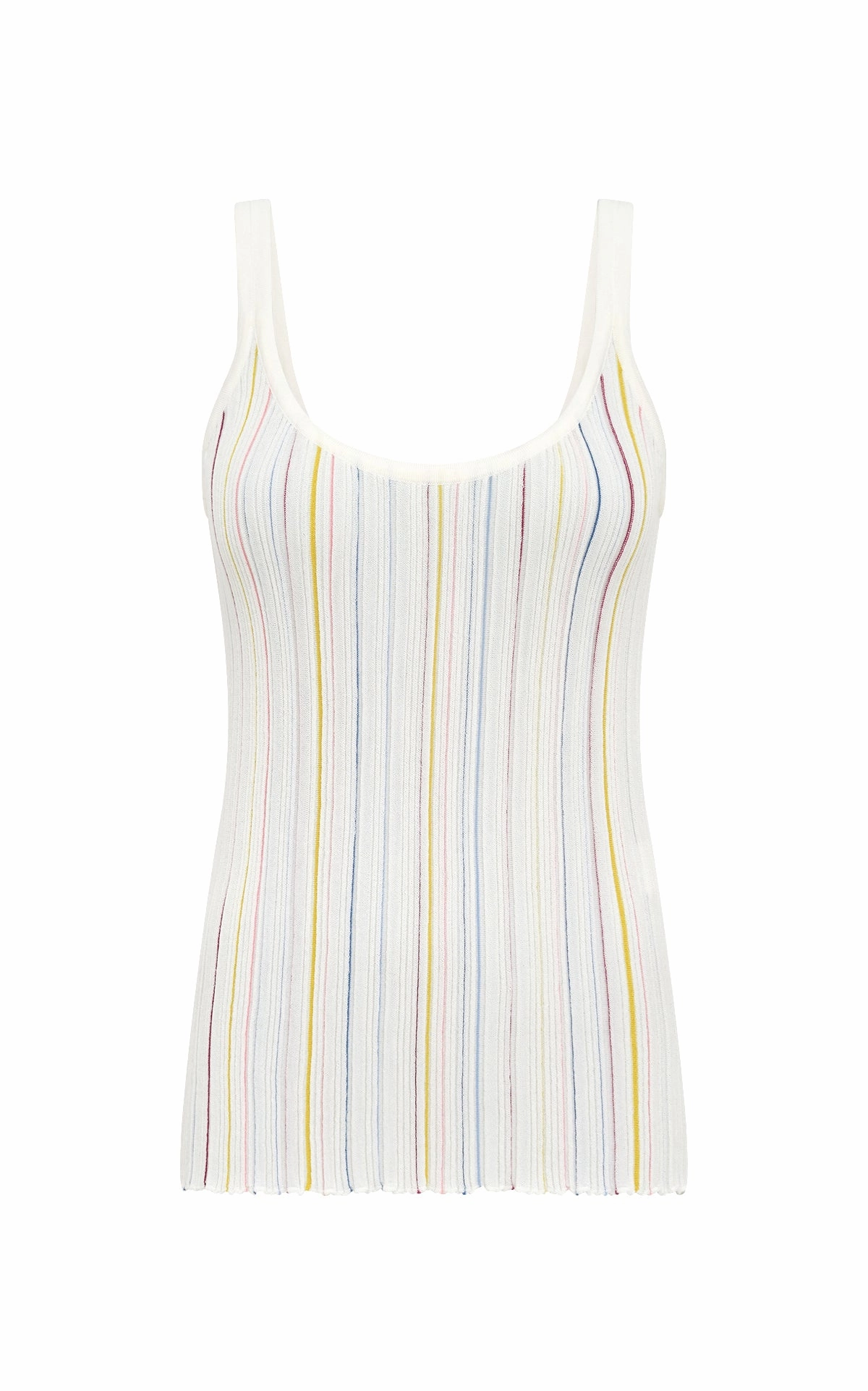 Yara Pinstripe Knit Tank Top in Ivory Multi Merino Wool Seasonless Style Pure Shape