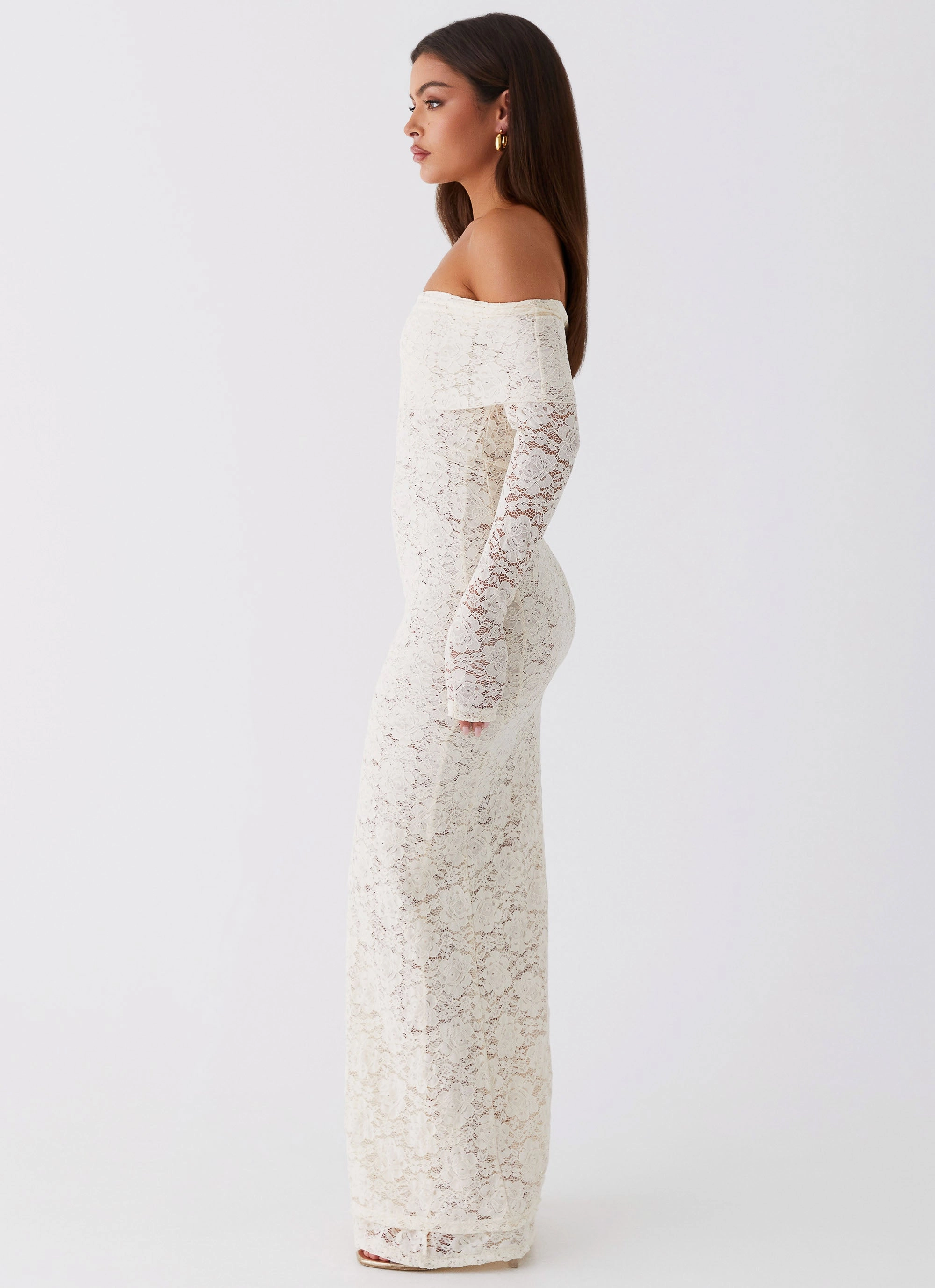 Light Sheen Yours Always Lace Maxi Dress - Ivory