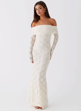 Yours Always Lace Maxi Dress - Ivory Jewel Accent