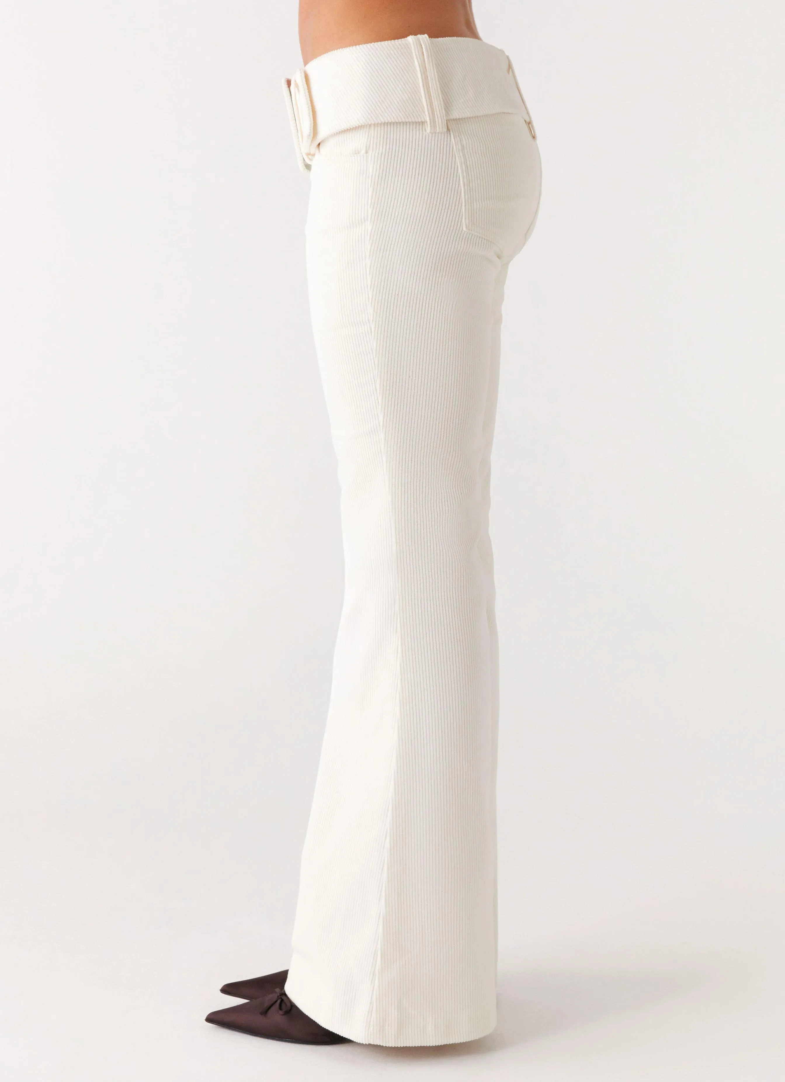 Street Inspired Zadie Low Rise Cord Jeans - Pearl