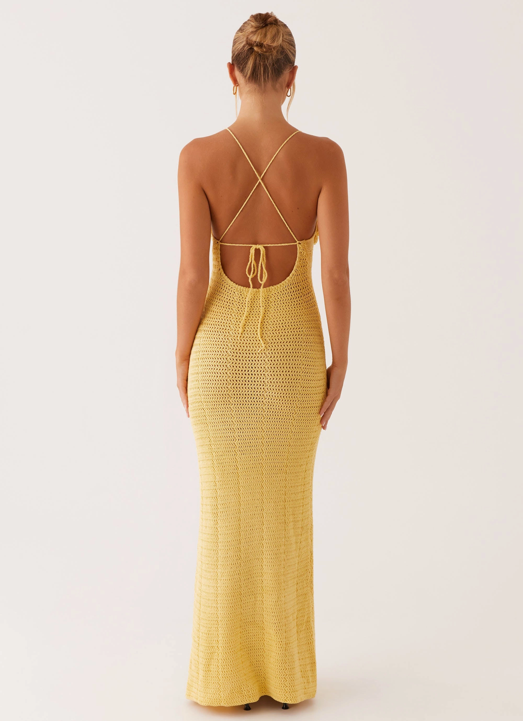 Silky Form Zara Rose Crochet Maxi Dress - Yellow