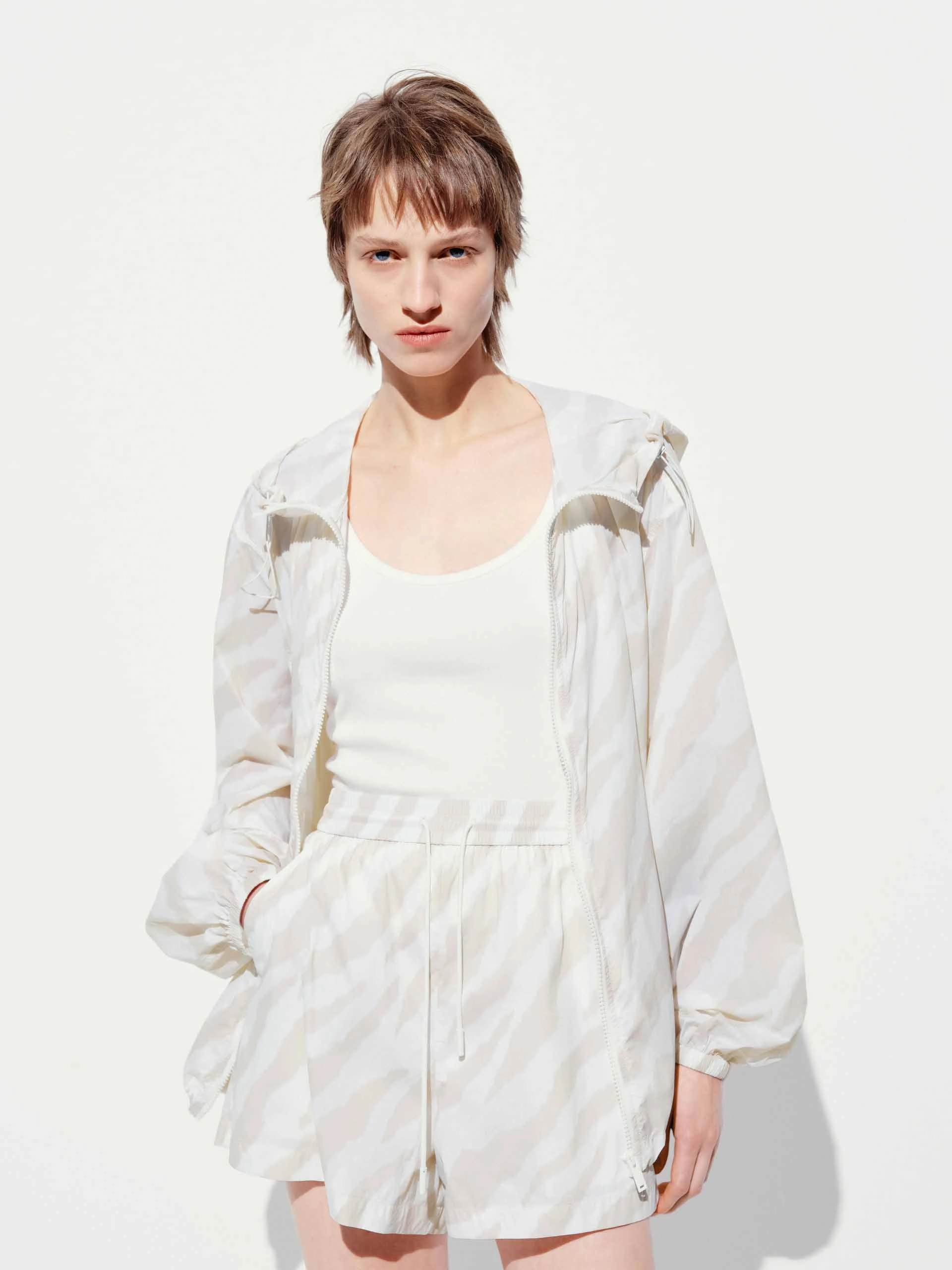 Zebra Pattern Hooded Coat PocketPlacement