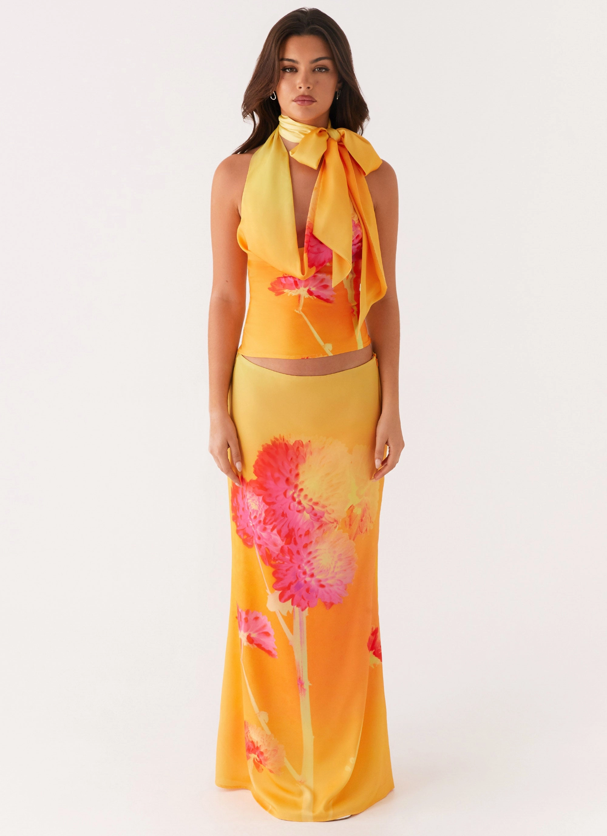 Nala Top - Orange Floral All Day Comfort Fit