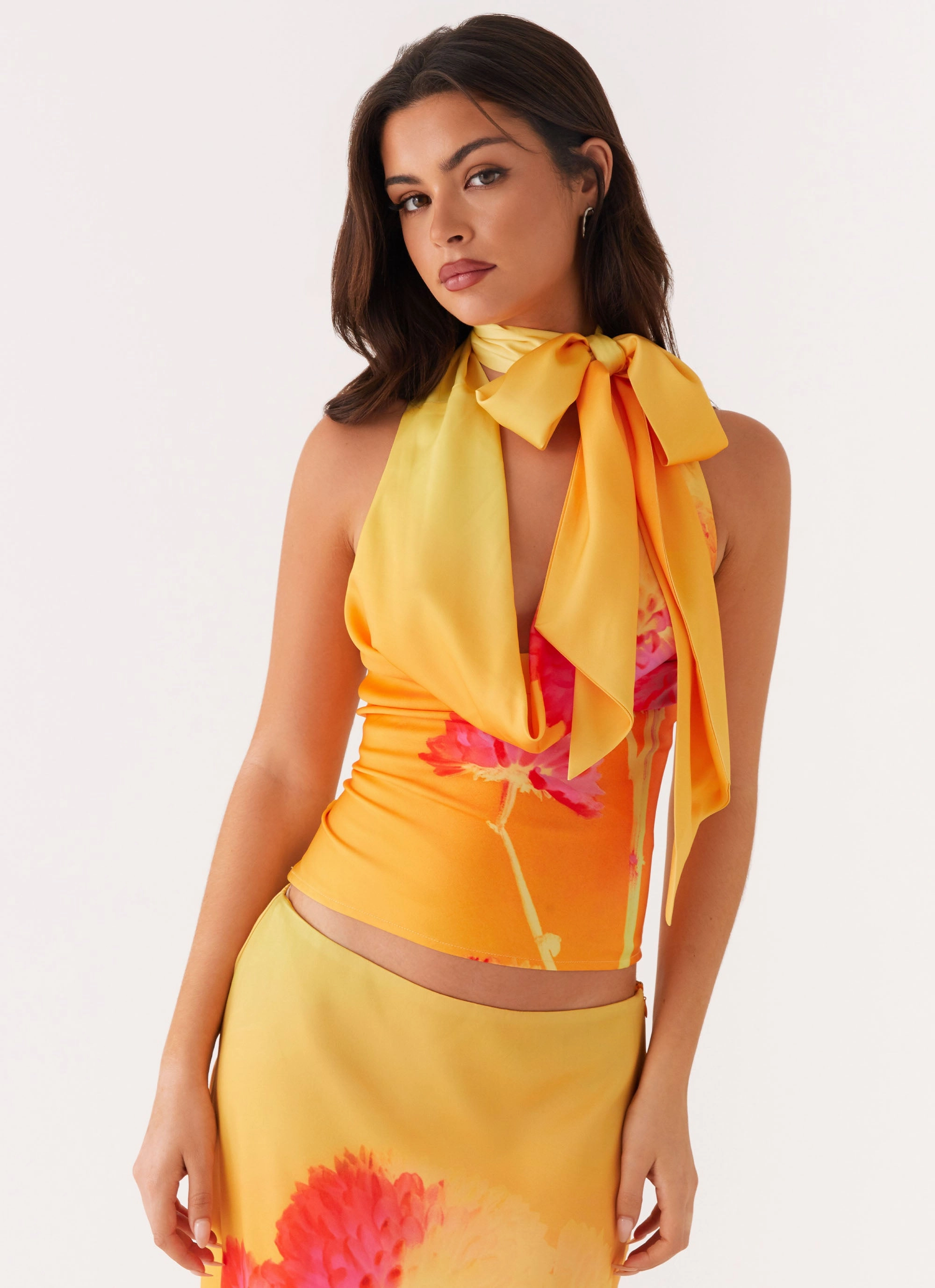 Reflective Safety Accents Nala Top - Orange Floral