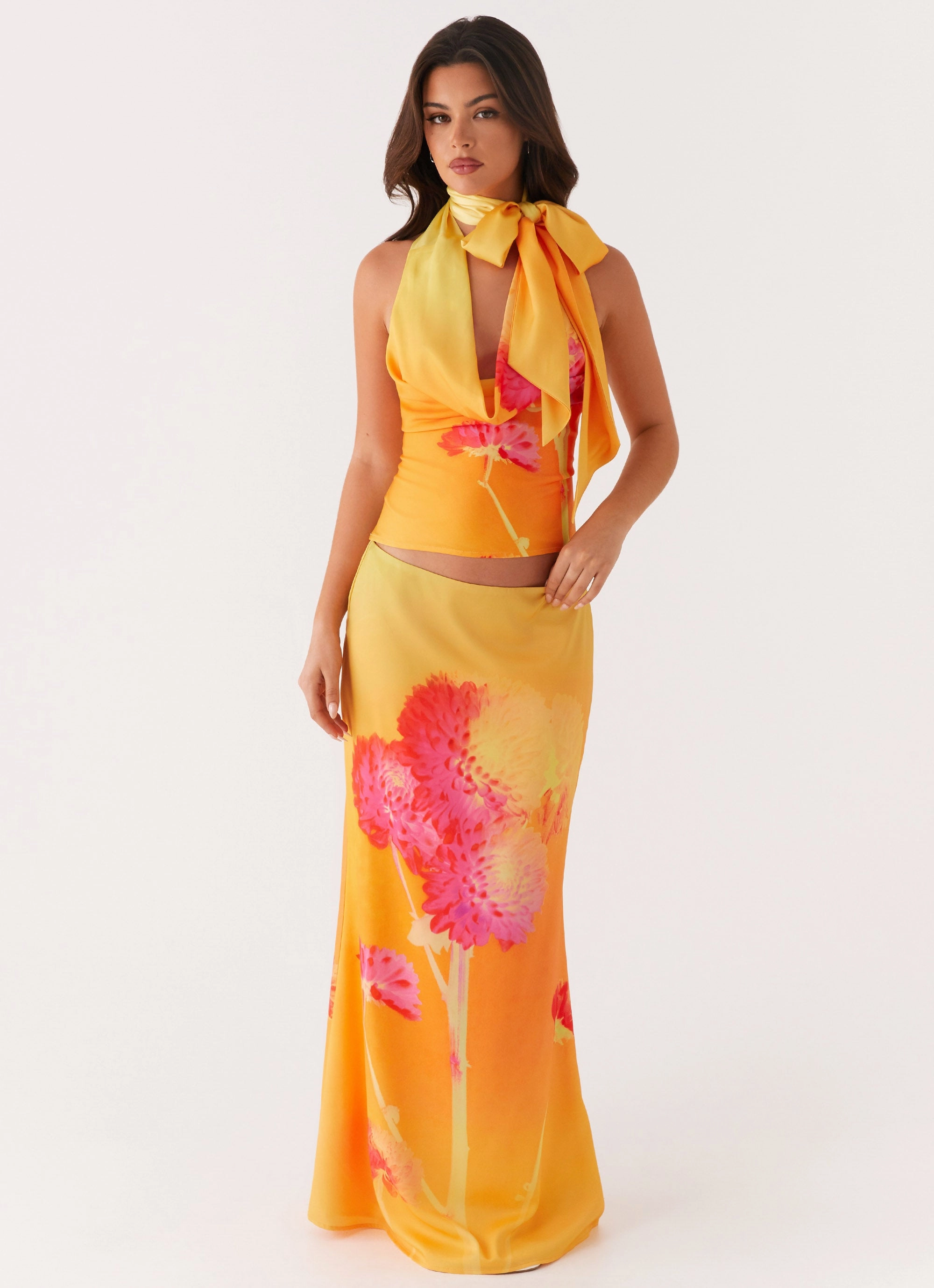 Yarn Dyed Fabric Industrial - strength Nala Top - Orange Floral