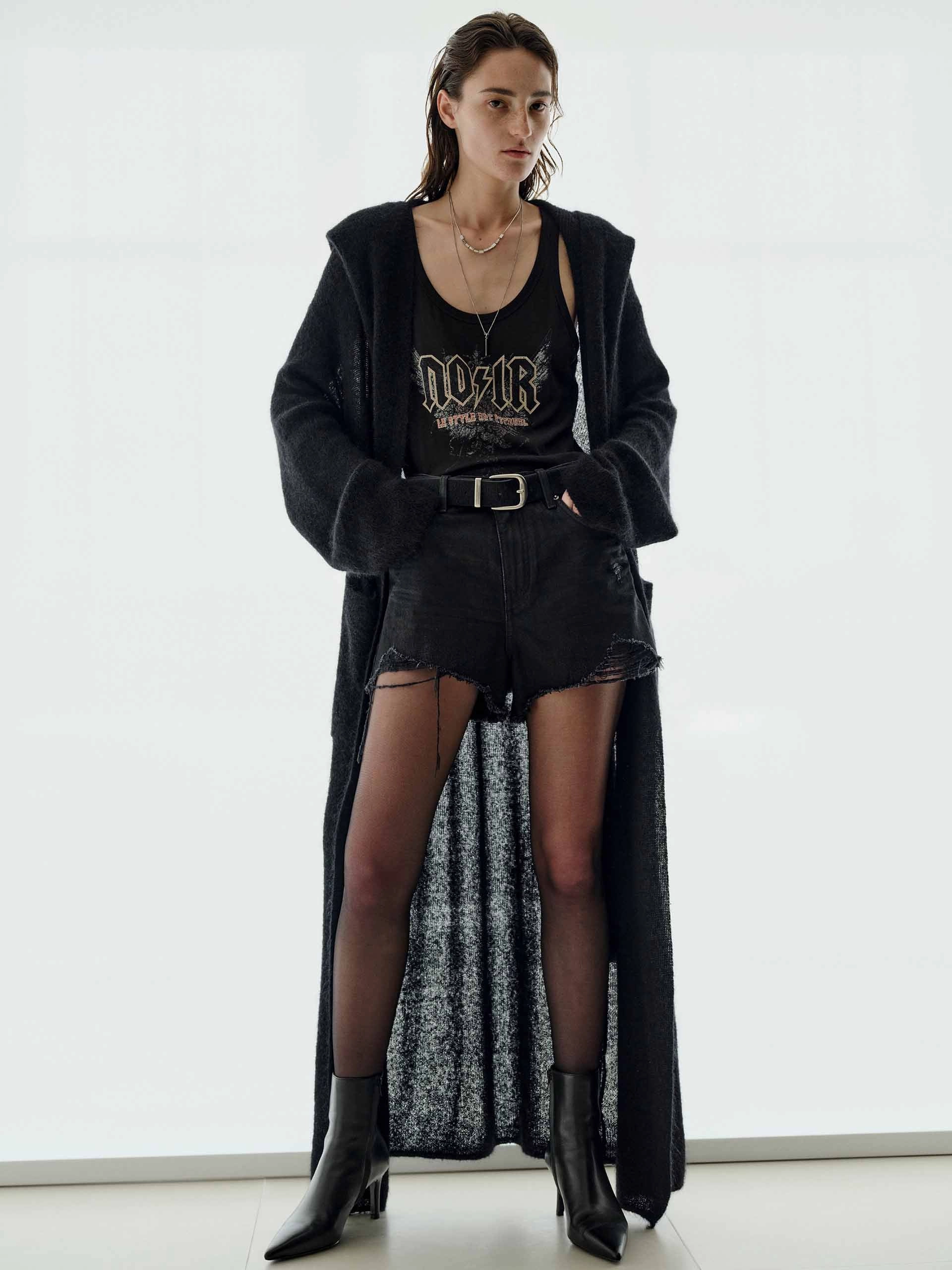 Cozy Moments Interlock Weave Sequin Detail Long Cardigan