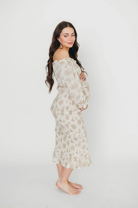 The Chloe Midi Dress in Brown - Bump Friendly *Final-Sale* Soft cotton blend dress