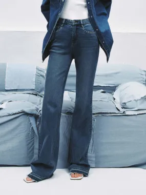 Zircon Detail Straight Jeans Classic Fit